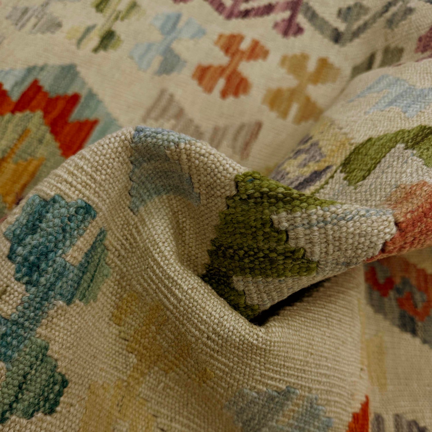 Multi Color ful Flat-Weave Wool Kilim Runner 2' 7" x 9' 9" ft / 78 x 297 cm - No. R38655