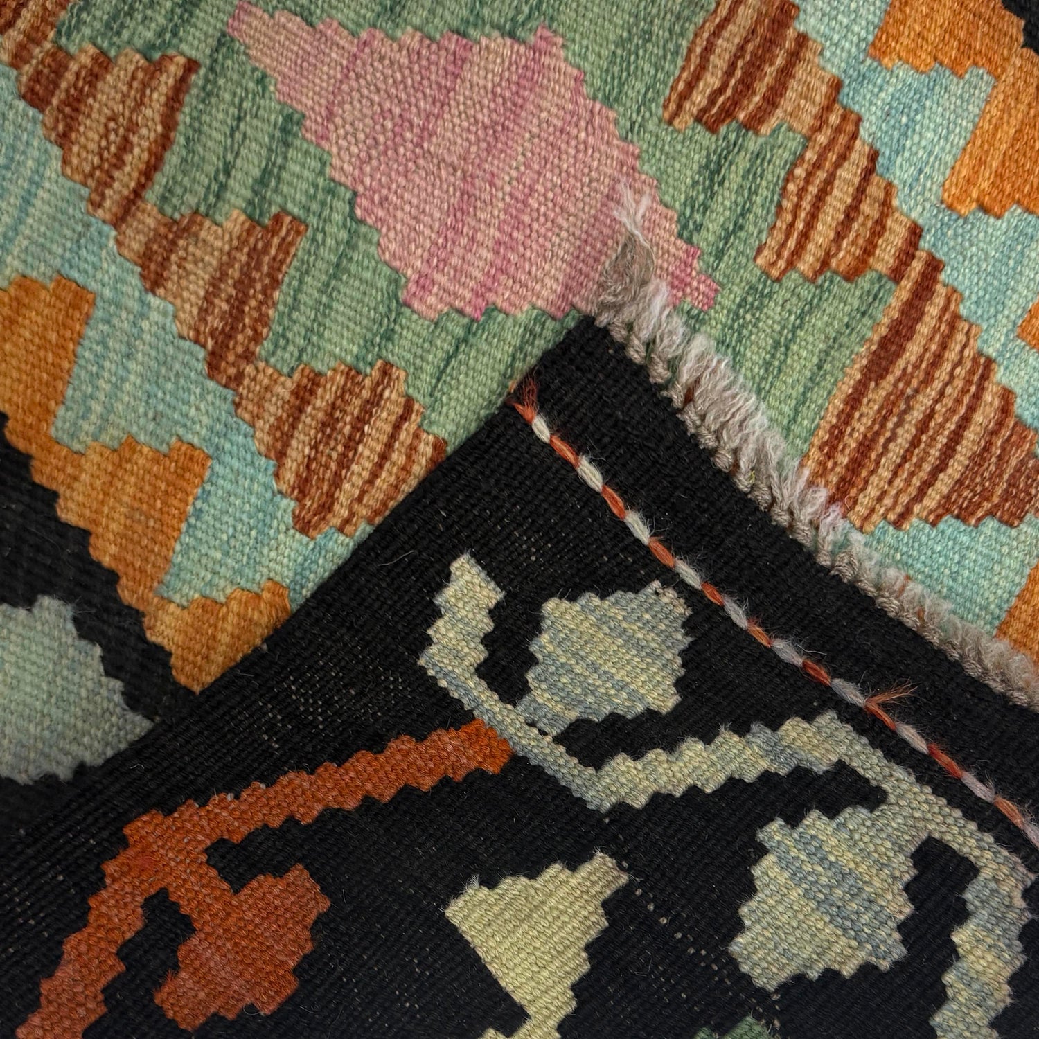 Hand Knotted Afghan Style Kilim Runner 2' 11" x 15' 10" ft / 88 x 482 cm - No. R38658