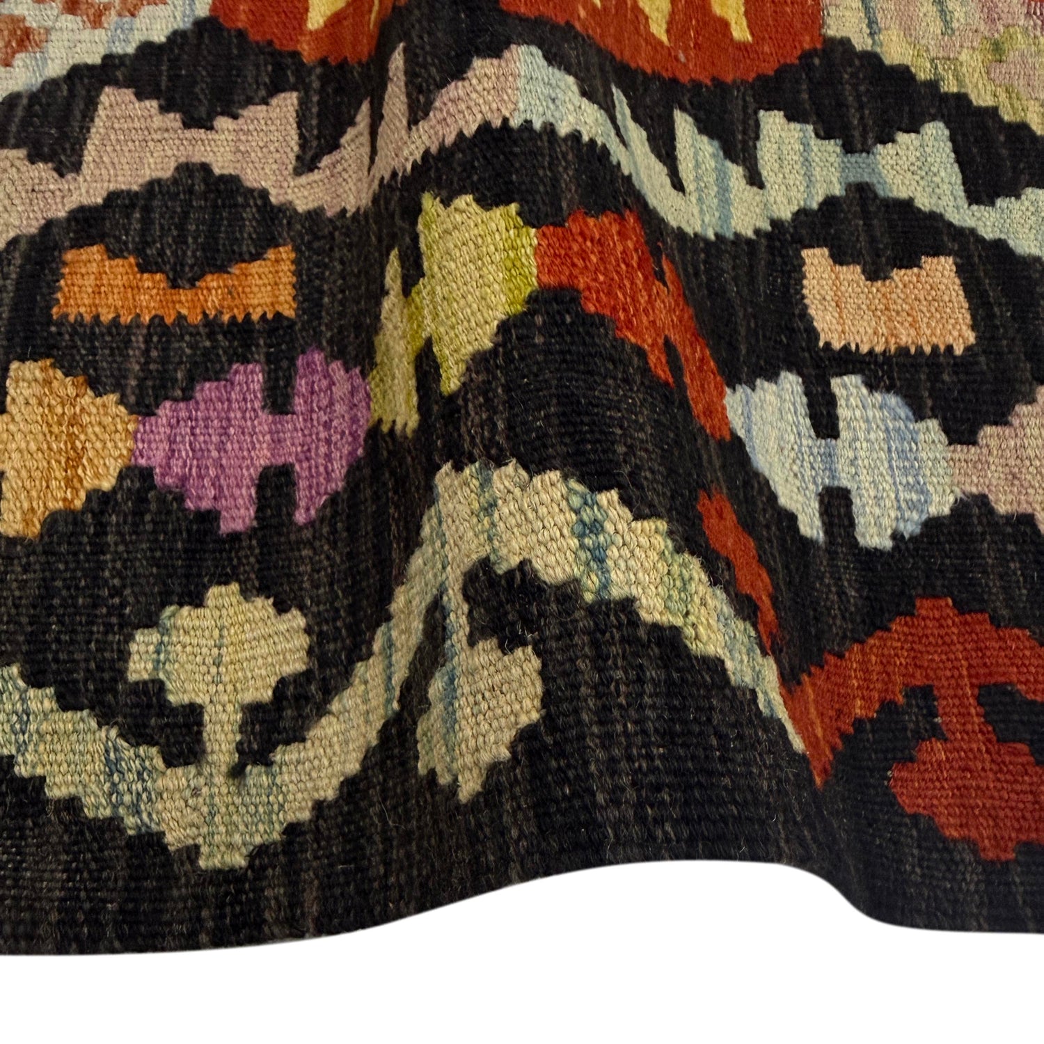 Multi Color ful Flat-Weave Wool Kilim Runner 2' 7" x 9' 10" ft / 79 x 300 cm - No. R38659