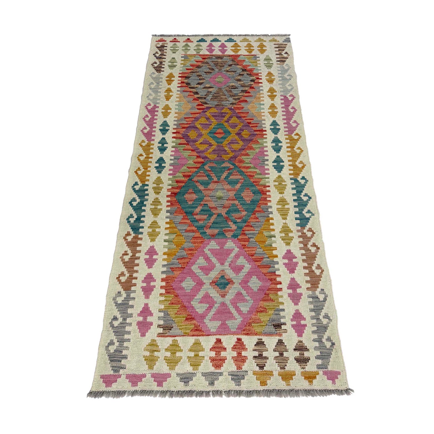 Handmade Vegetable Kilim Runner 2' 6" x 6' 9" ft / 77 x 207 cm - No. R38661