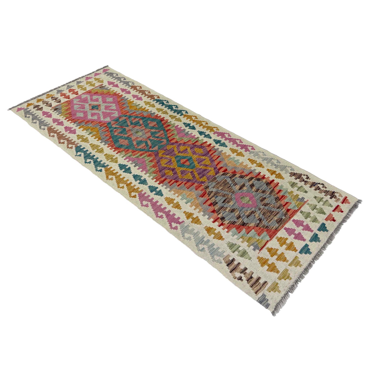 Handmade Vegetable Kilim Runner 2' 6" x 6' 9" ft / 77 x 207 cm - No. R38661