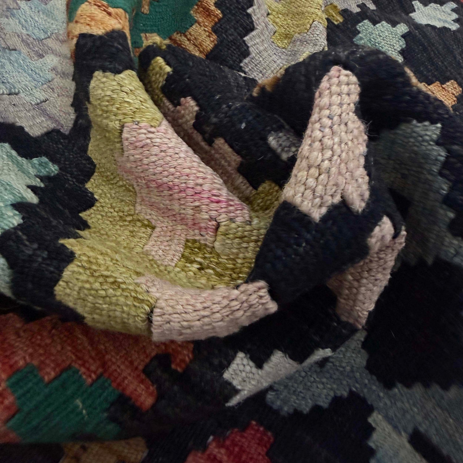 Hand Woven Wool Kelim 6' 7" x 9' 8" ft / 201 x 295 cm - No. R38666