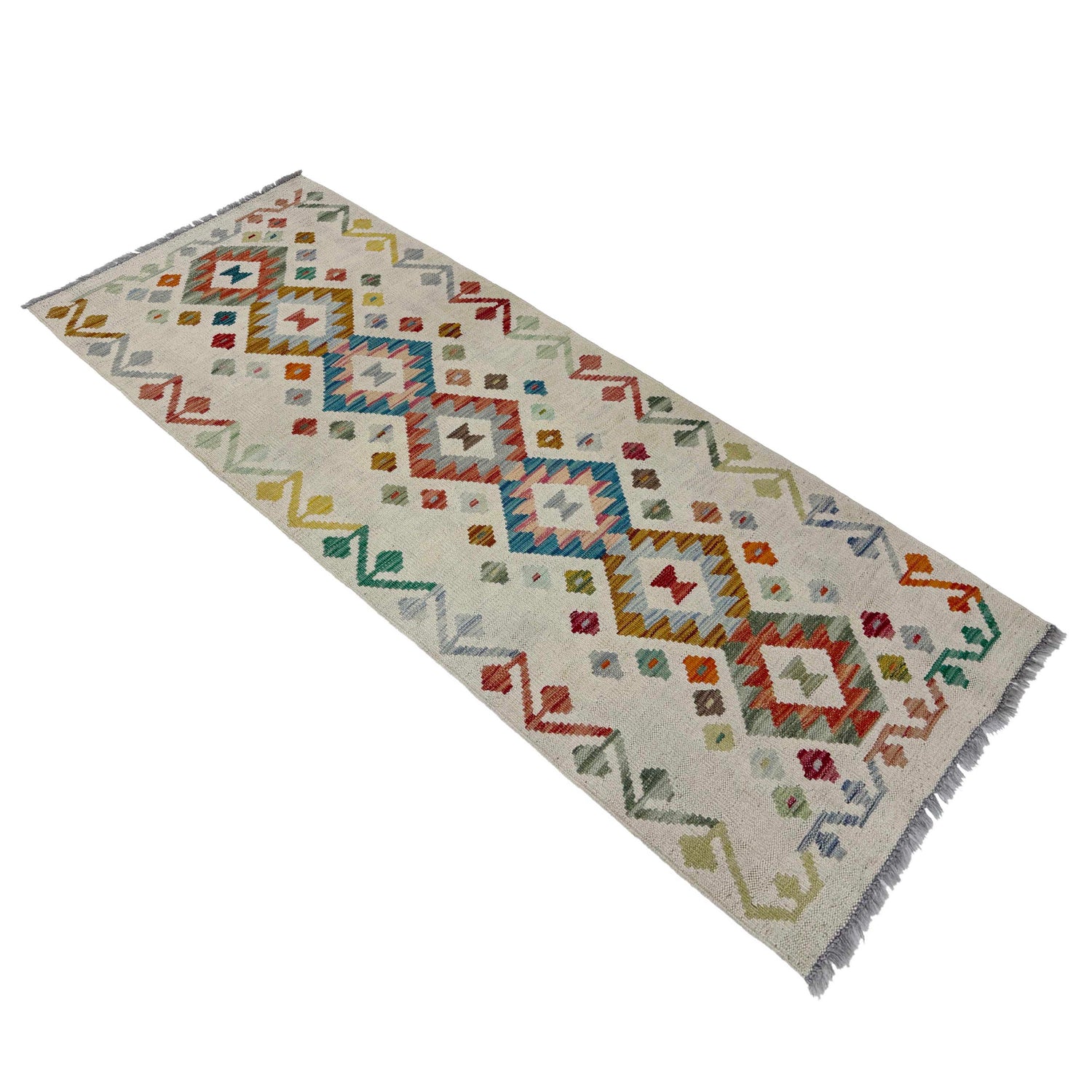 Hand Knotted Flatweave Kilim Runner 2' 2" x 5' 11" ft / 66 x 180 cm - No. R38669