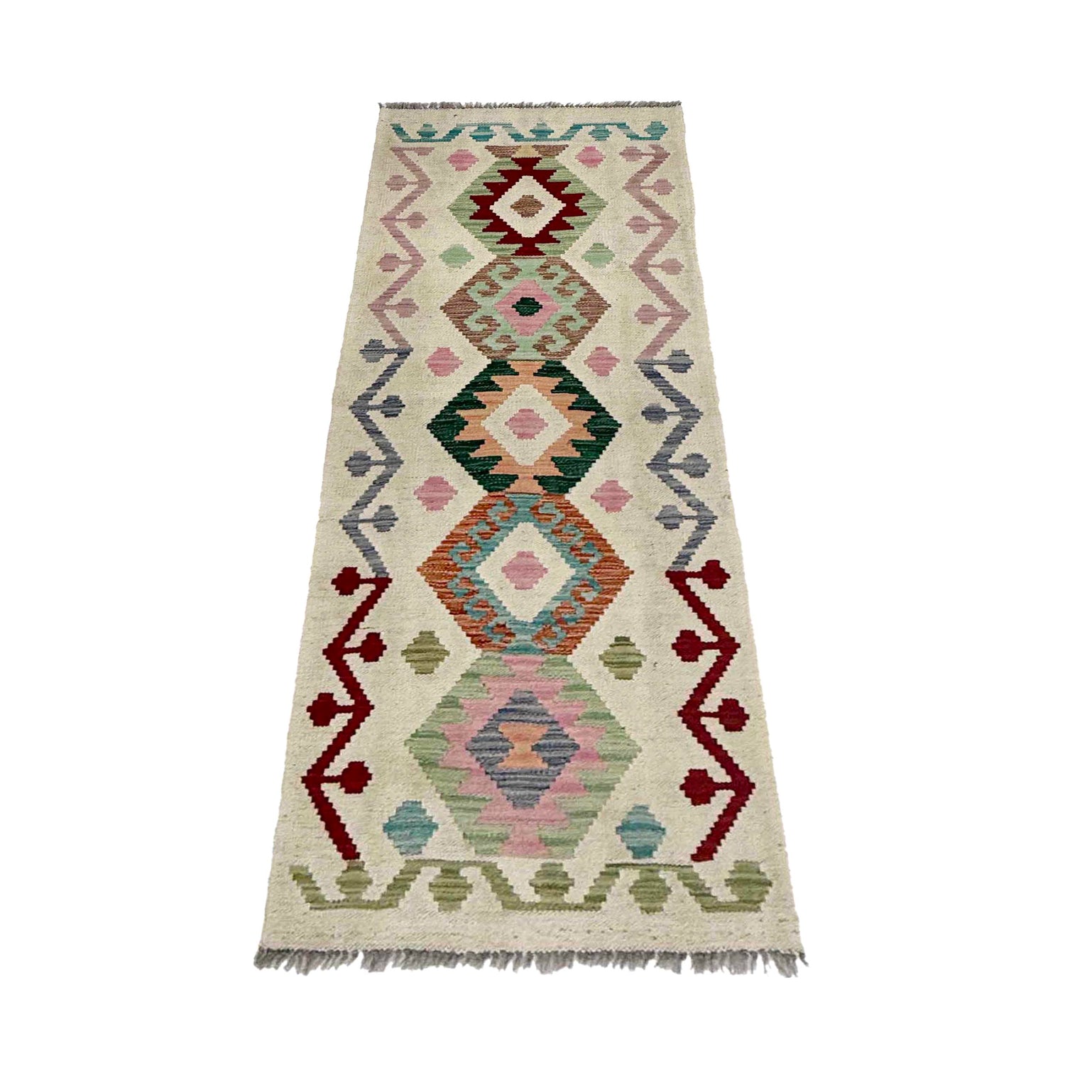 Handmade Afghan Vegetable Kilim Runner 1' 11" x 5' 6" ft / 58 x 167 cm - No. R38671