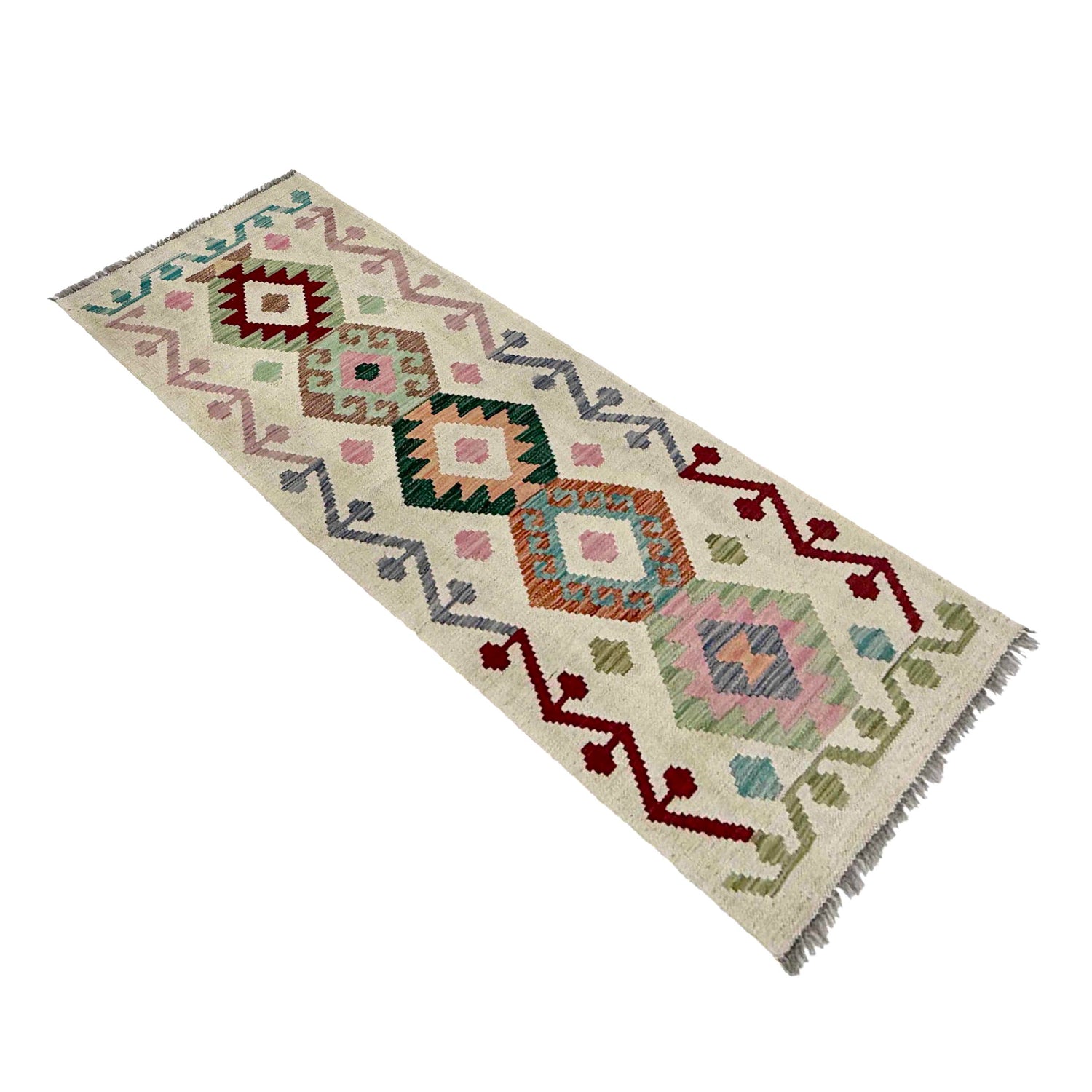 Handmade Afghan Vegetable Kilim Runner 1' 11" x 5' 6" ft / 58 x 167 cm - No. R38671