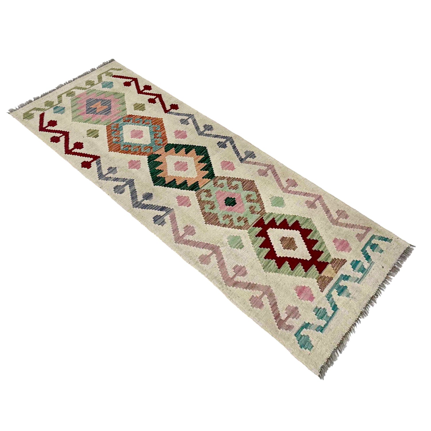 Handmade Afghan Vegetable Kilim Runner 1' 11" x 5' 6" ft / 58 x 167 cm - No. R38671