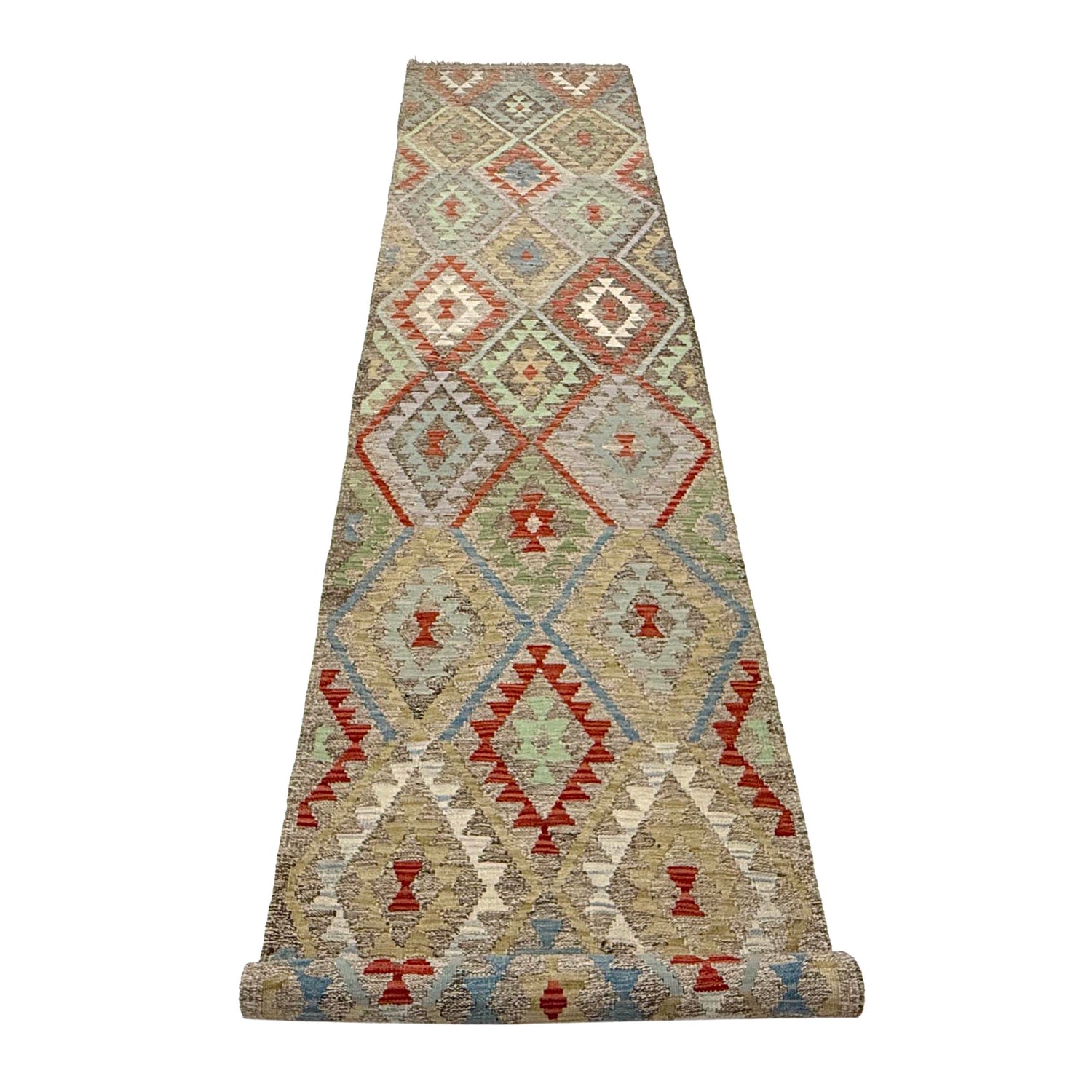 Handmade Vegetable Kilim Runner 2' 9" x 13' 1" ft / 85 x 400 cm - No. R38673