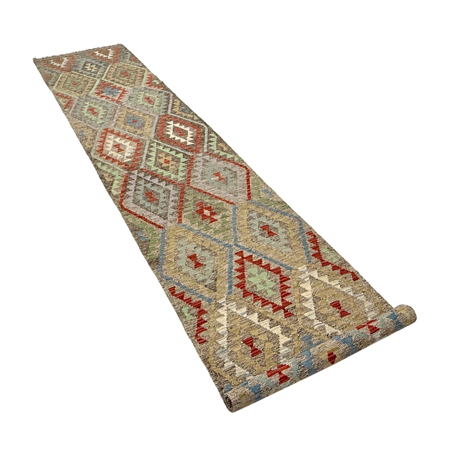 Handmade Vegetable Kilim Runner 2' 9" x 13' 1" ft / 85 x 400 cm - No. R38673