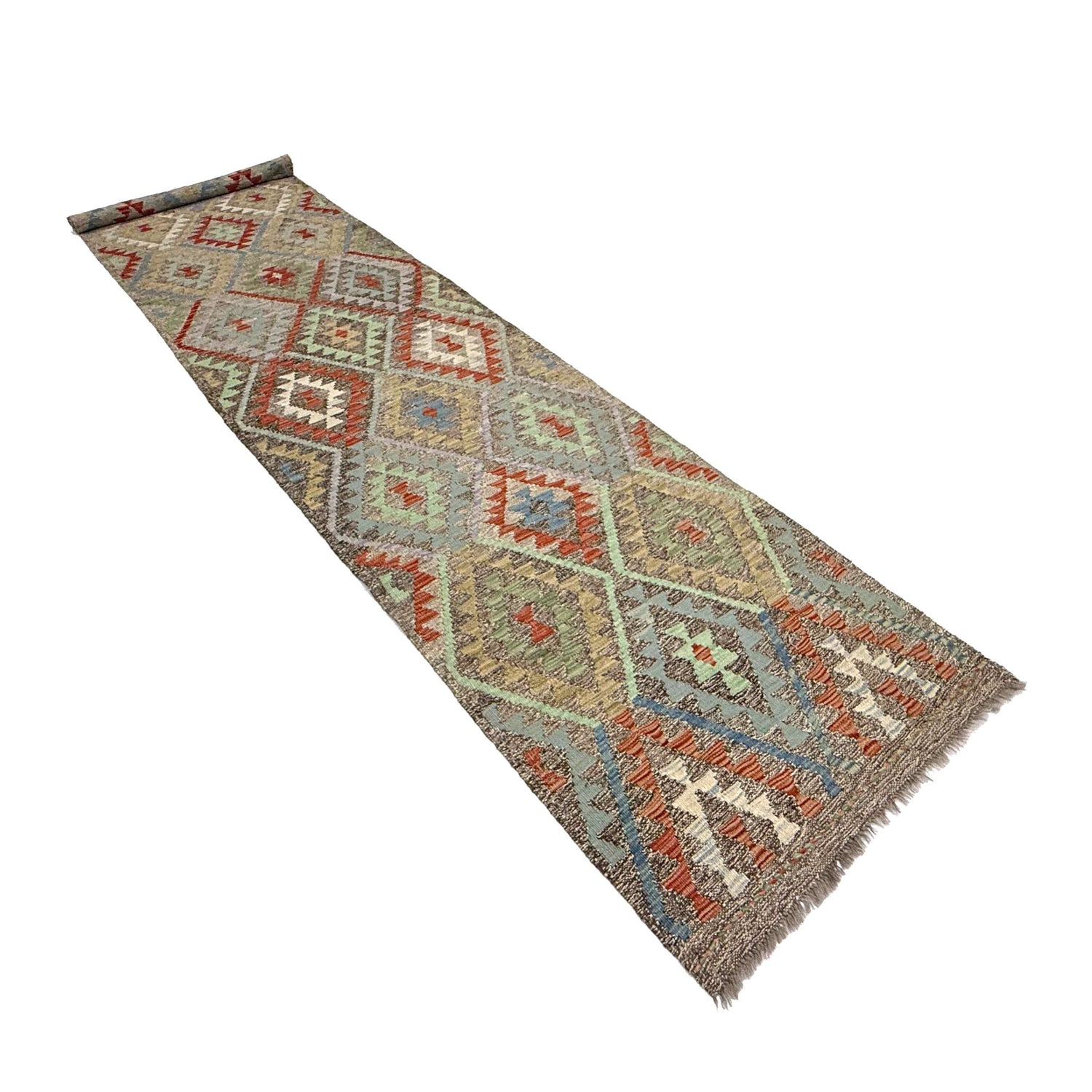 Handmade Vegetable Kilim Runner 2' 9" x 13' 1" ft / 85 x 400 cm - No. R38673