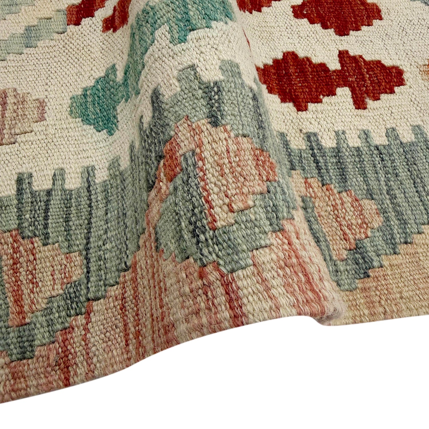 Multi Color ful Flat-Weave Wool Kilim 6' 9" x 9' 9" ft / 206 x 298 cm - No. R38674