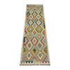 Hand Woven Wool Kelim Runner 2' 7" x 9' 11" ft / 78 x 301 cm - No. R38675