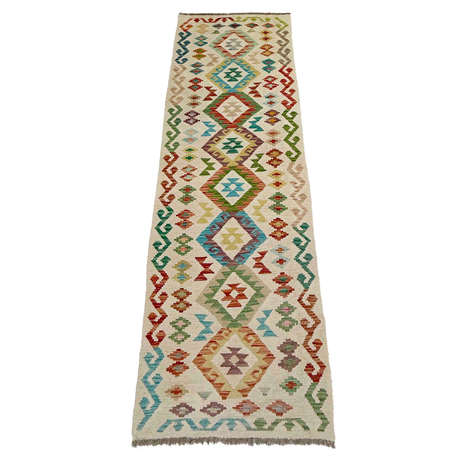 Handmade Turkish Design Wool Kilim Runner 2' 6" x 9' 3" ft / 75 x 281 cm - No. R38676