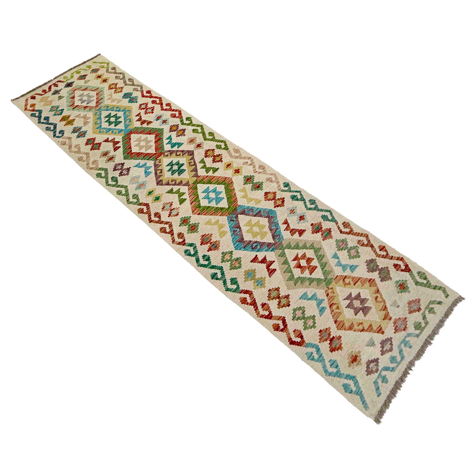 Handmade Turkish Design Wool Kilim Runner 2' 6" x 9' 3" ft / 75 x 281 cm - No. R38676