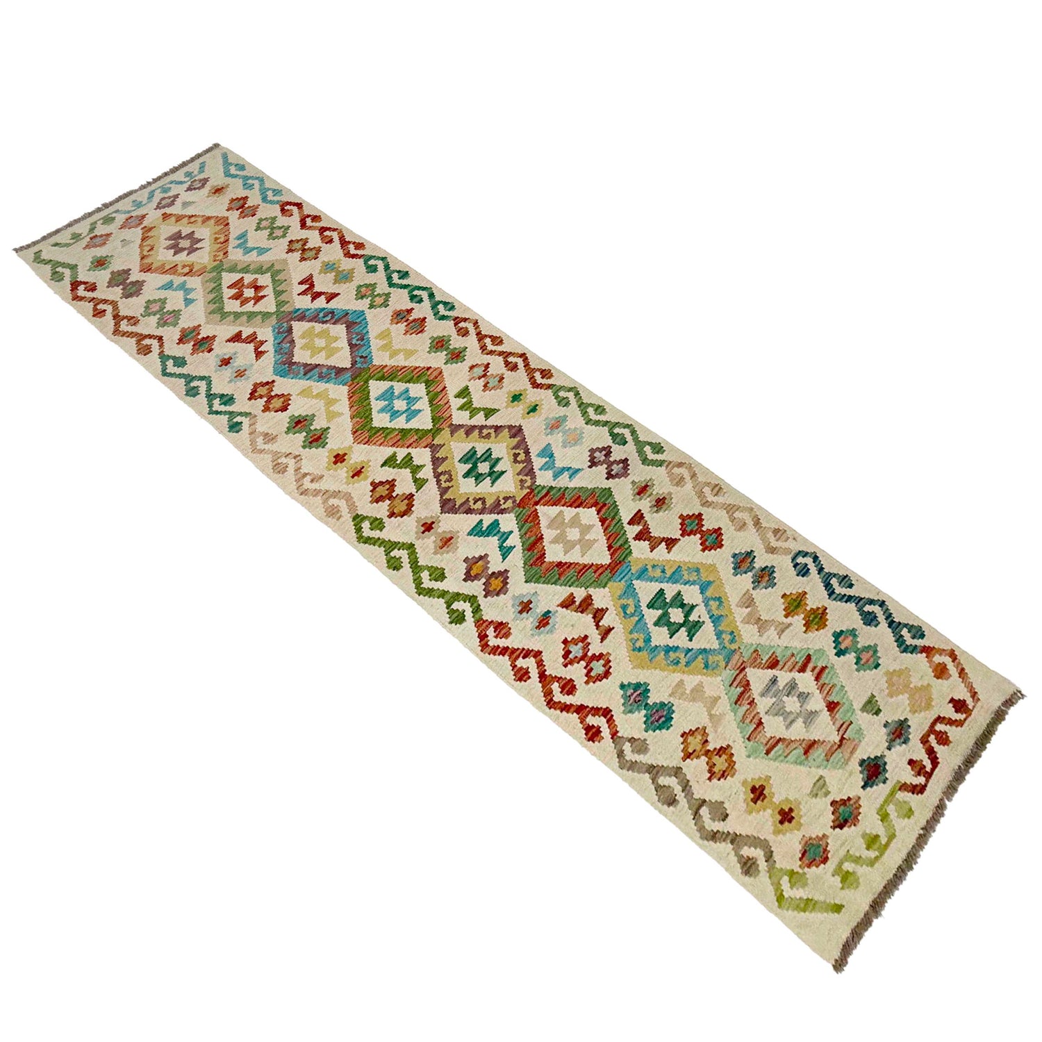 Handmade Turkish Design Wool Kilim Runner 2' 6" x 9' 3" ft / 75 x 281 cm - No. R38676