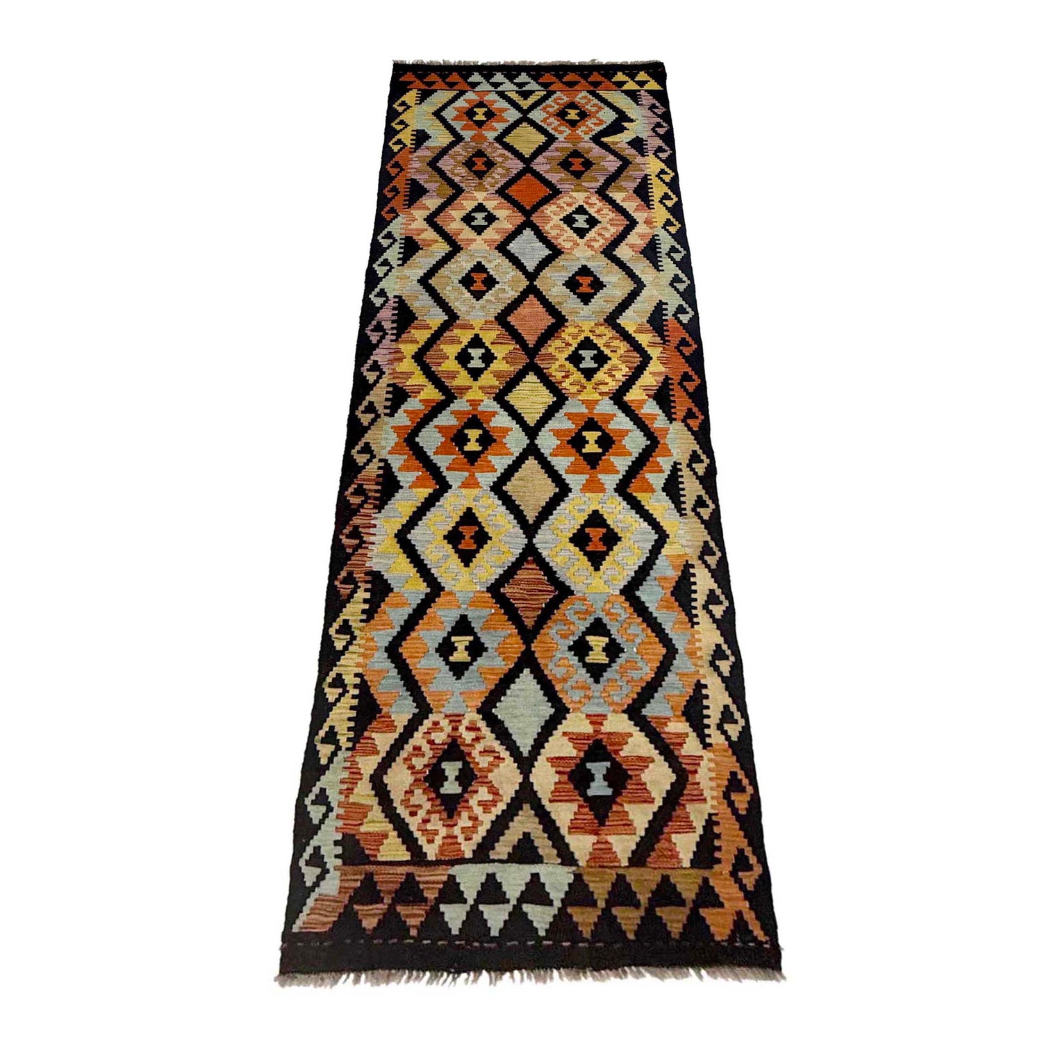 Hand Woven Wool Kelim Runner 2' 9" x 9' 7" ft / 83 x 291 cm - No. R38680