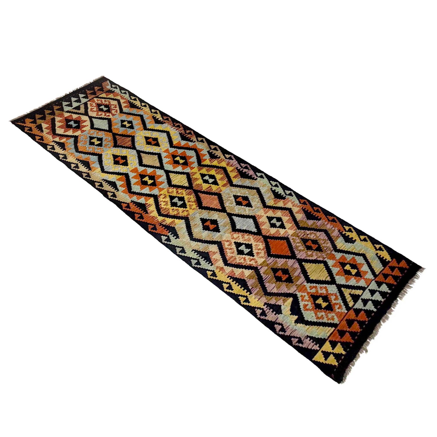 Hand Woven Wool Kelim Runner 2' 9" x 9' 7" ft / 83 x 291 cm - No. R38680