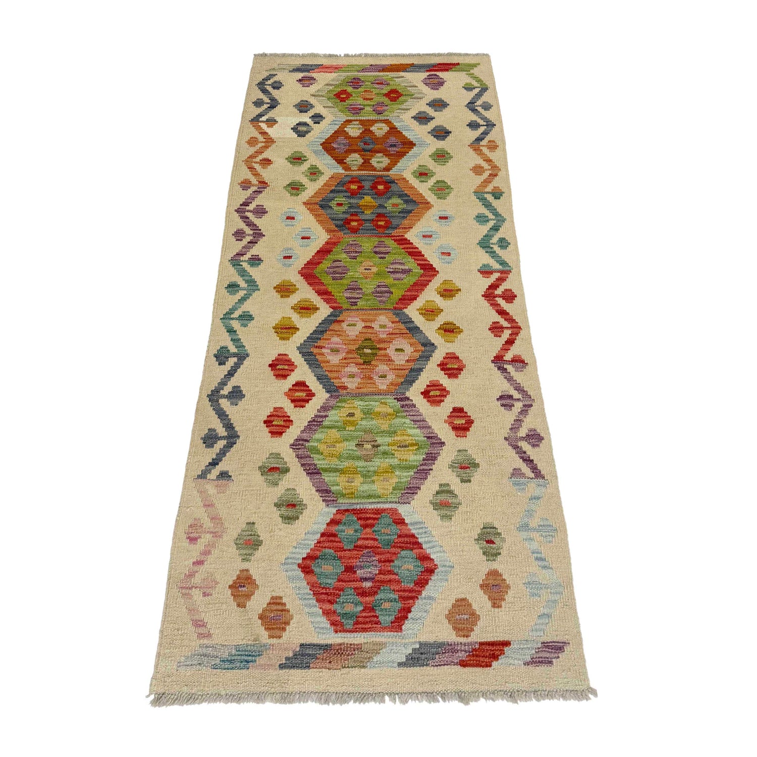 Hand Made Afghan Kilim Runner 2' 2" x 5' 9" ft / 67 x 175 cm - No. R38682