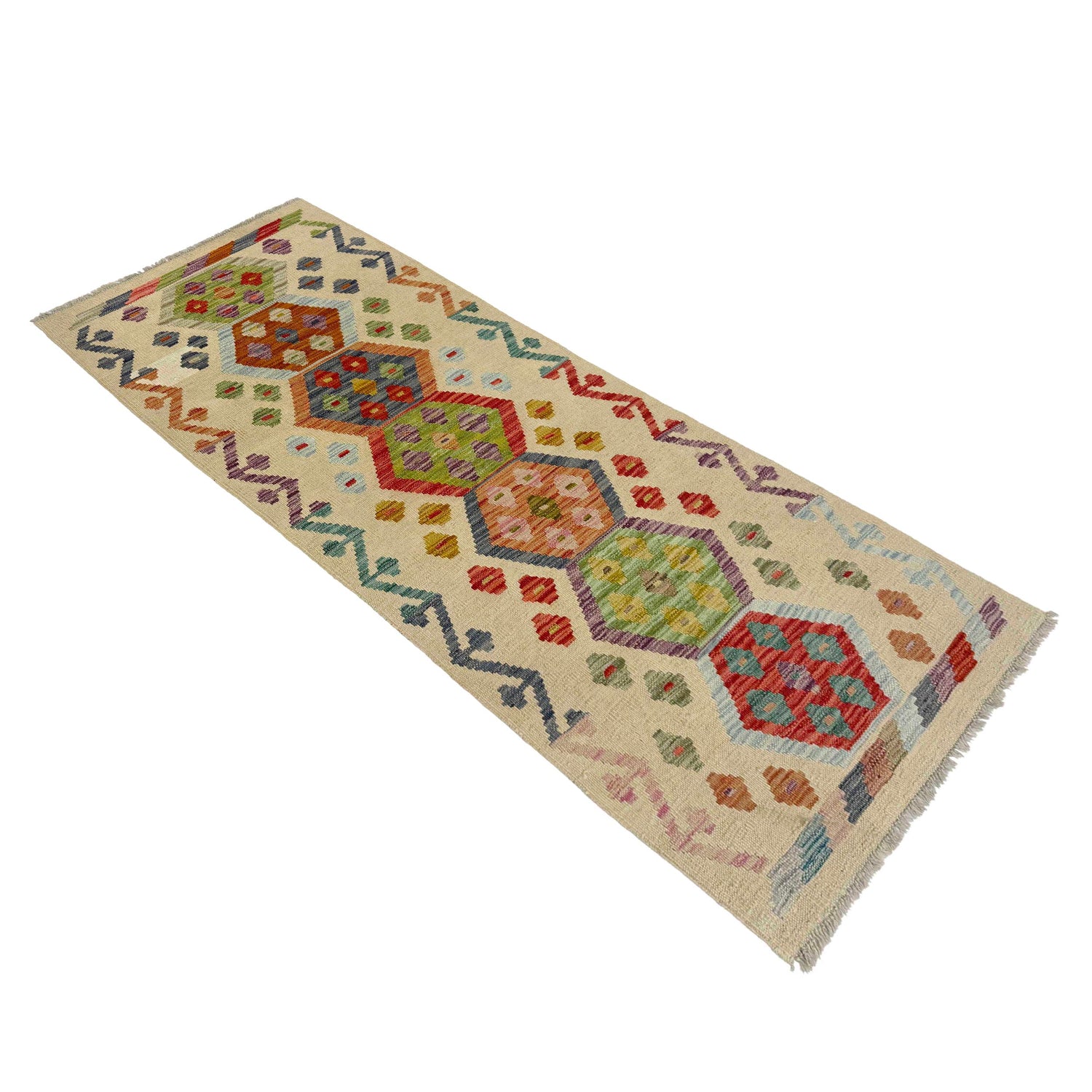 Hand Made Afghan Kilim Runner 2' 2" x 5' 9" ft / 67 x 175 cm - No. R38682
