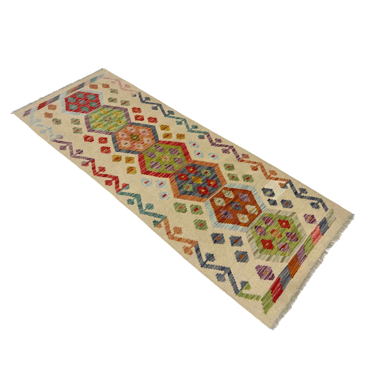 Hand Made Afghan Kilim Runner 2' 2" x 5' 9" ft / 67 x 175 cm - No. R38682