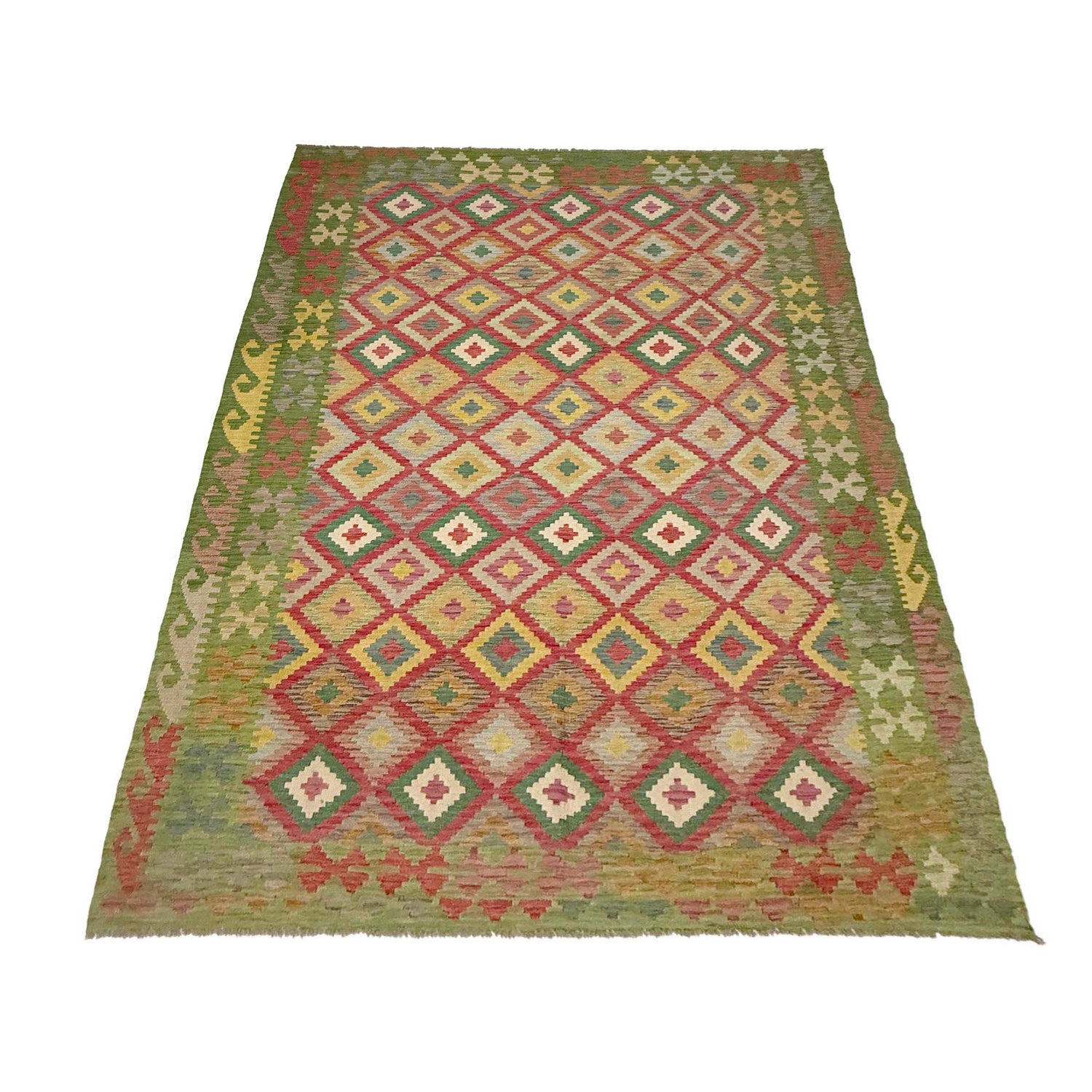 Hand Knotted Flatweave Kilim 6' 7" x 9' 9" ft / 201 x 296 cm - No. R38685