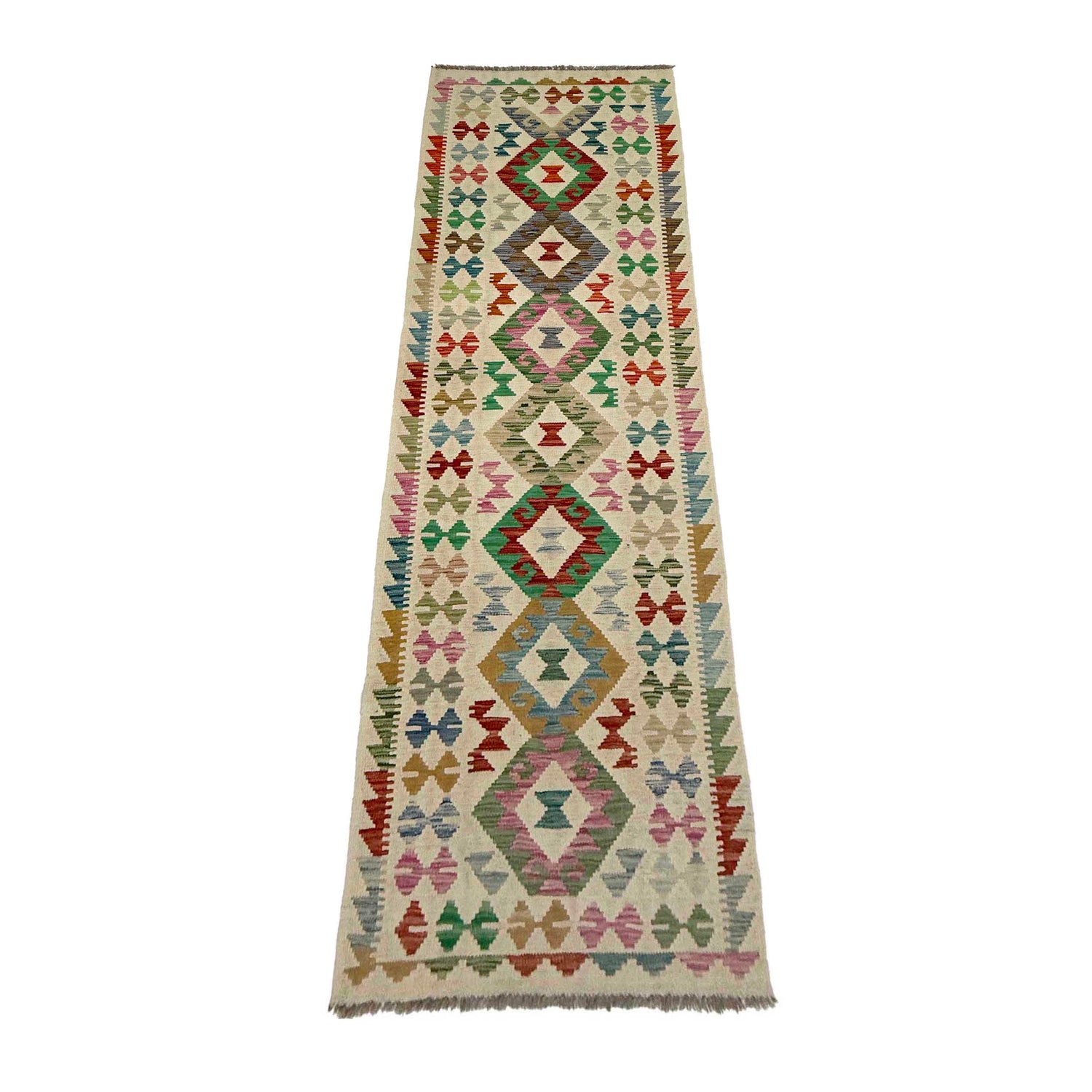 Hand Knotted Flatweave Kilim Runner 2' 7" x 9' 9" ft / 79 x 297 cm - No. R38686