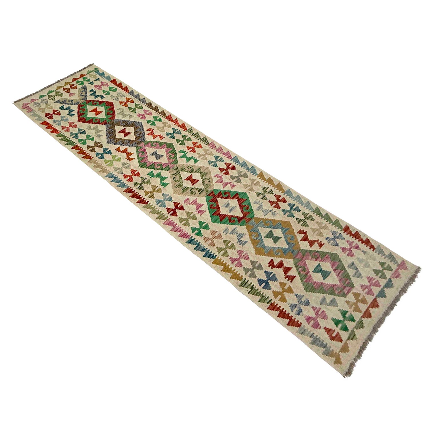 Hand Knotted Flatweave Kilim Runner 2' 7" x 9' 9" ft / 79 x 297 cm - No. R38686