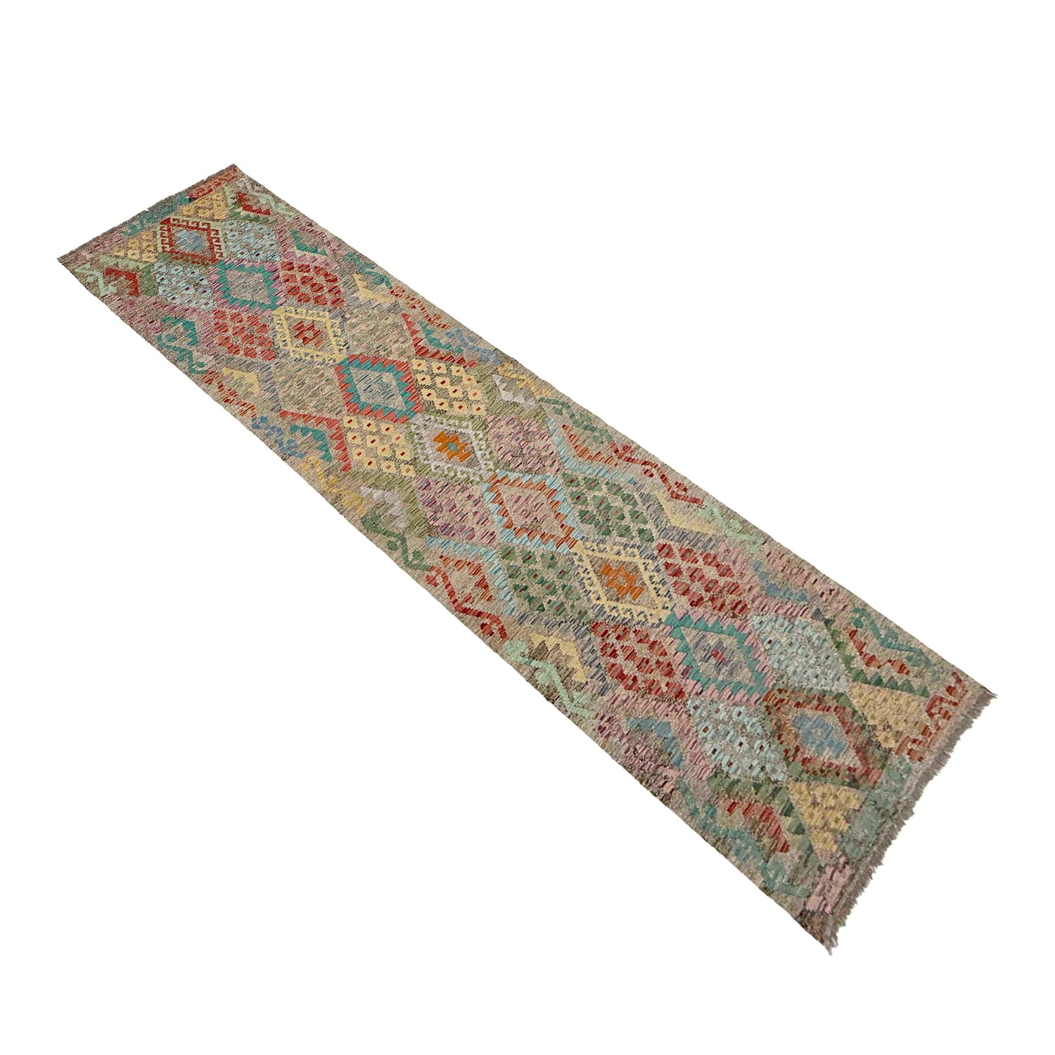 Handmade Vegetable Kelim Runner 3' 0" x 13' 0" ft / 92 x 395 cm - No. R38687