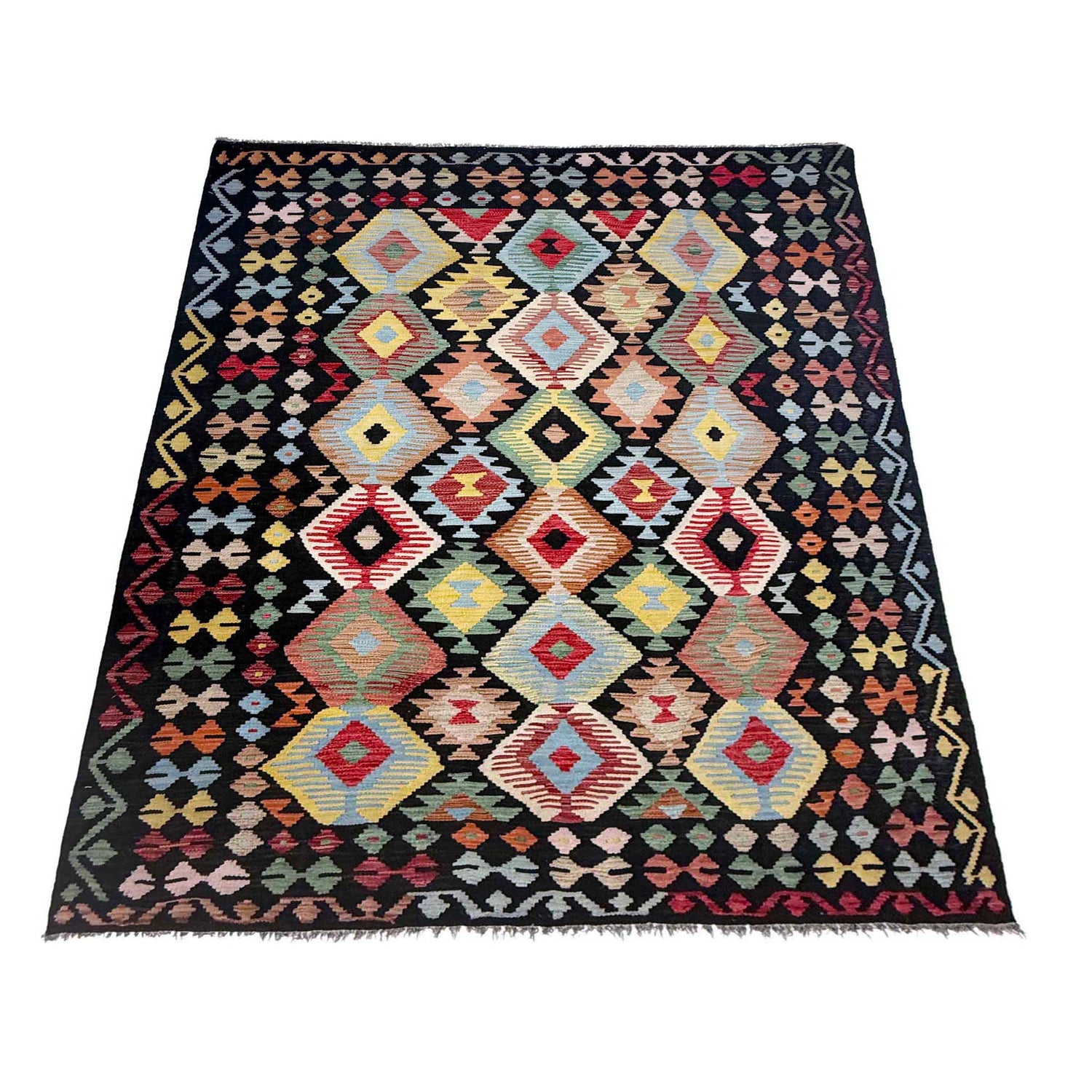 Handmade Afghan Vegetable Kilim 6' 2" x 9' 4" ft / 189 x 284 cm - No. R38690