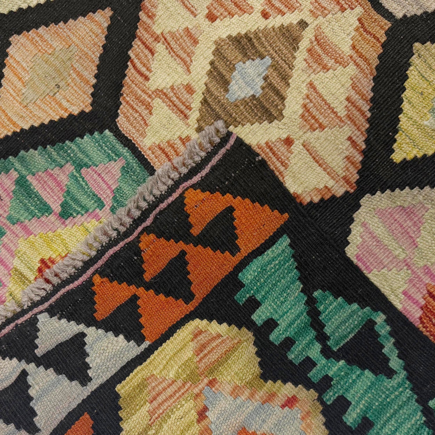 Hand Knotted Afghan Style Kilim 6' 7" x 9' 11" ft / 200 x 302 cm - No. R38691