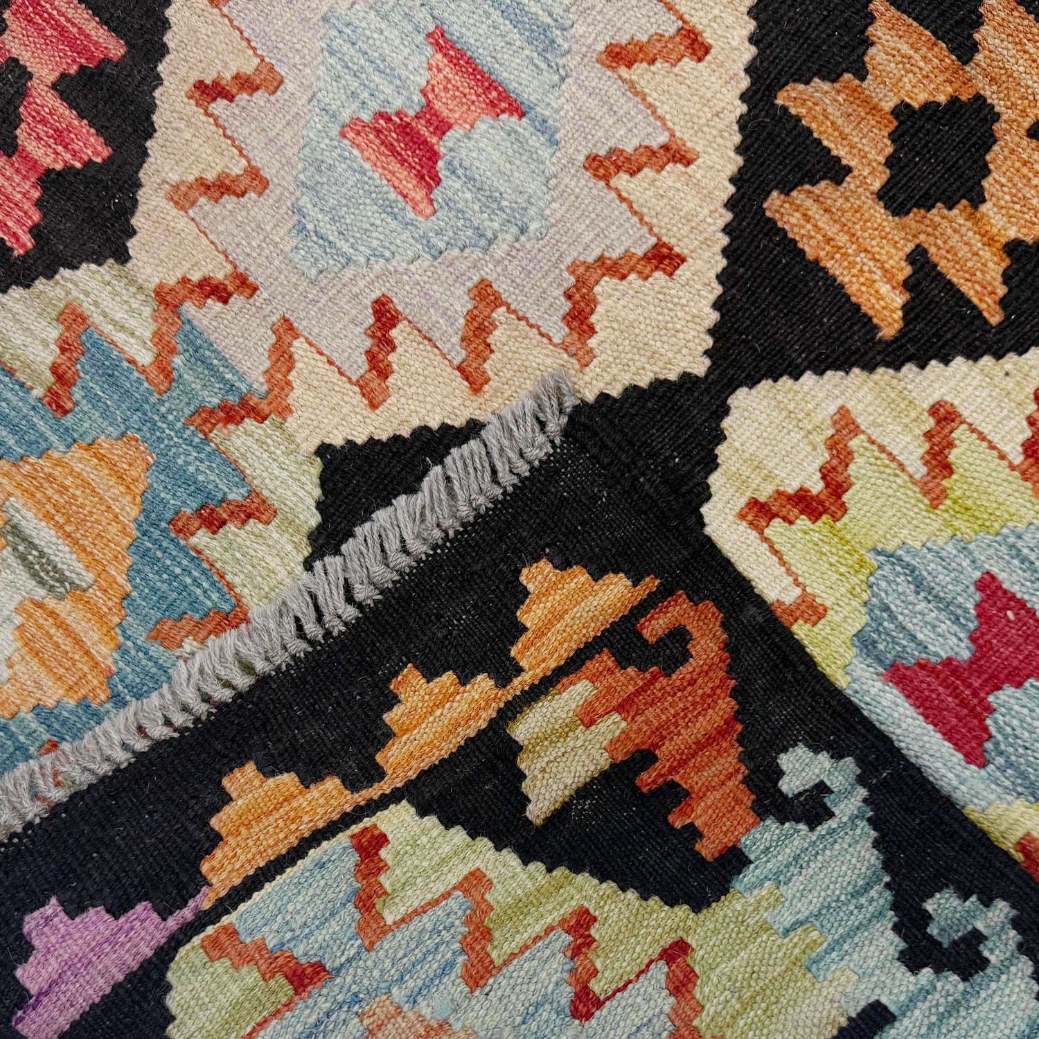 Hand Woven Wool Kelim 6' 8" x 9' 11" ft / 202 x 303 cm - No. R38692