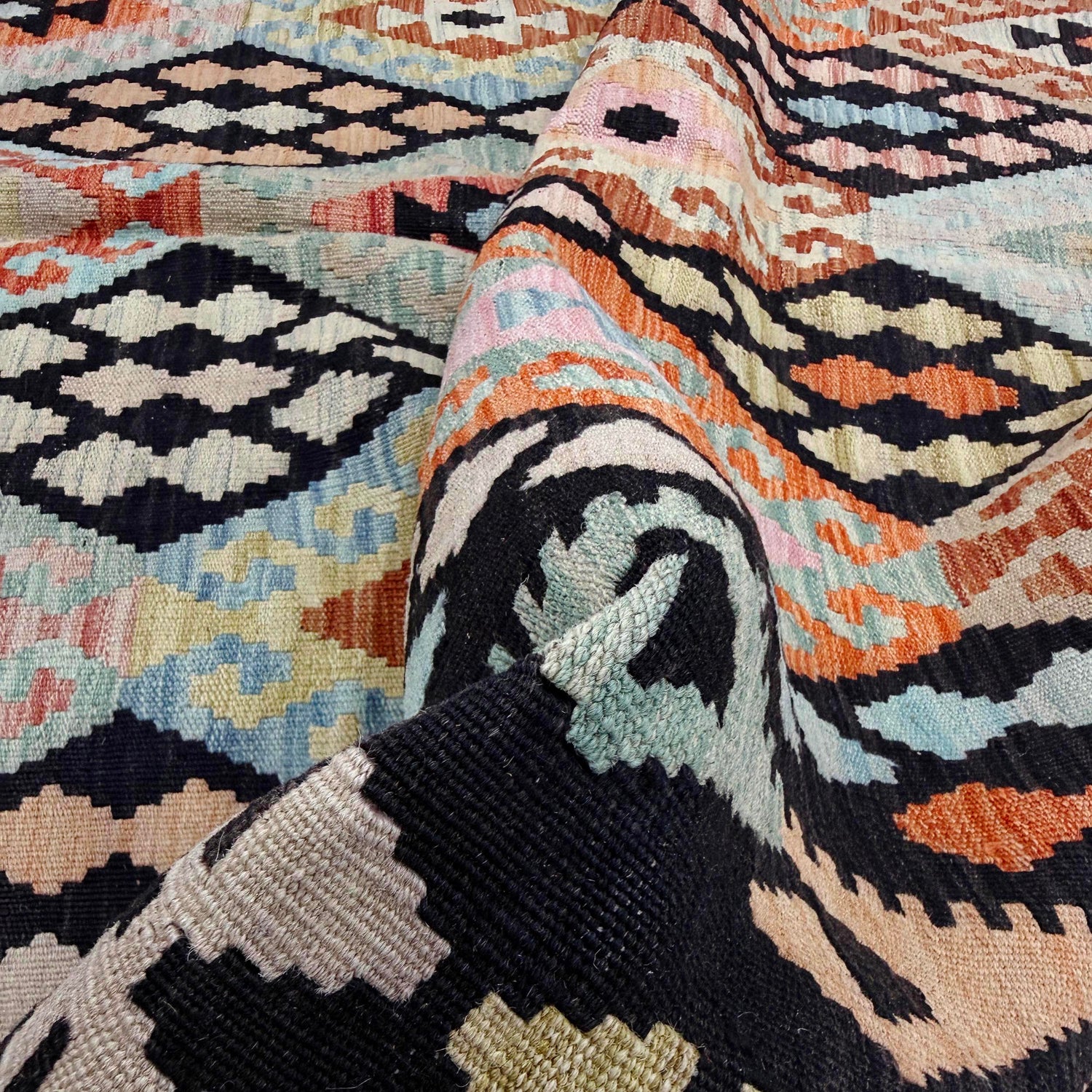Handmade Turkish Design Wool Kilim 6' 7" x 9' 10" ft / 200 x 299 cm - No. R38693