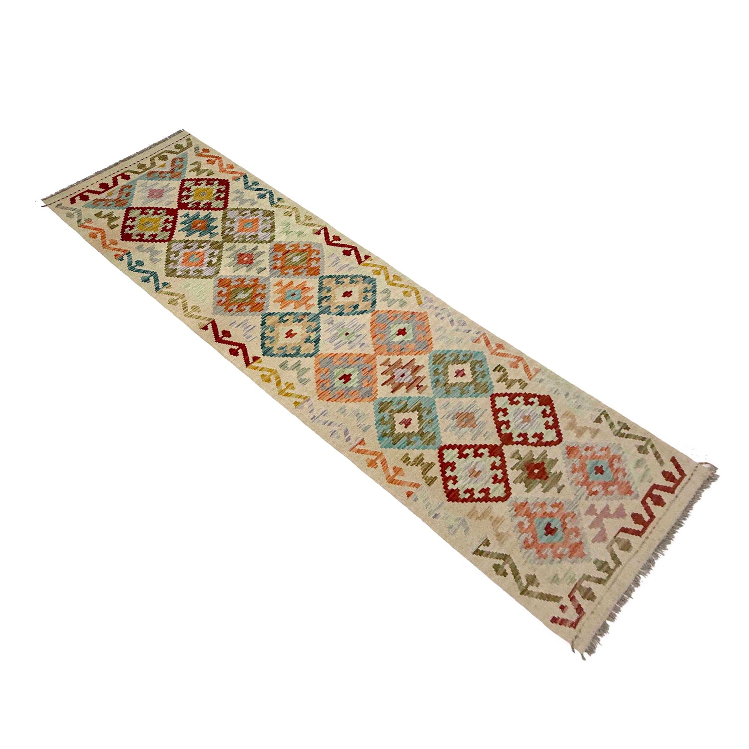 Handmade Afghan Vegetable Kilim Runner 2' 6" x 9' 9" ft / 76 x 298 cm - No. R38694