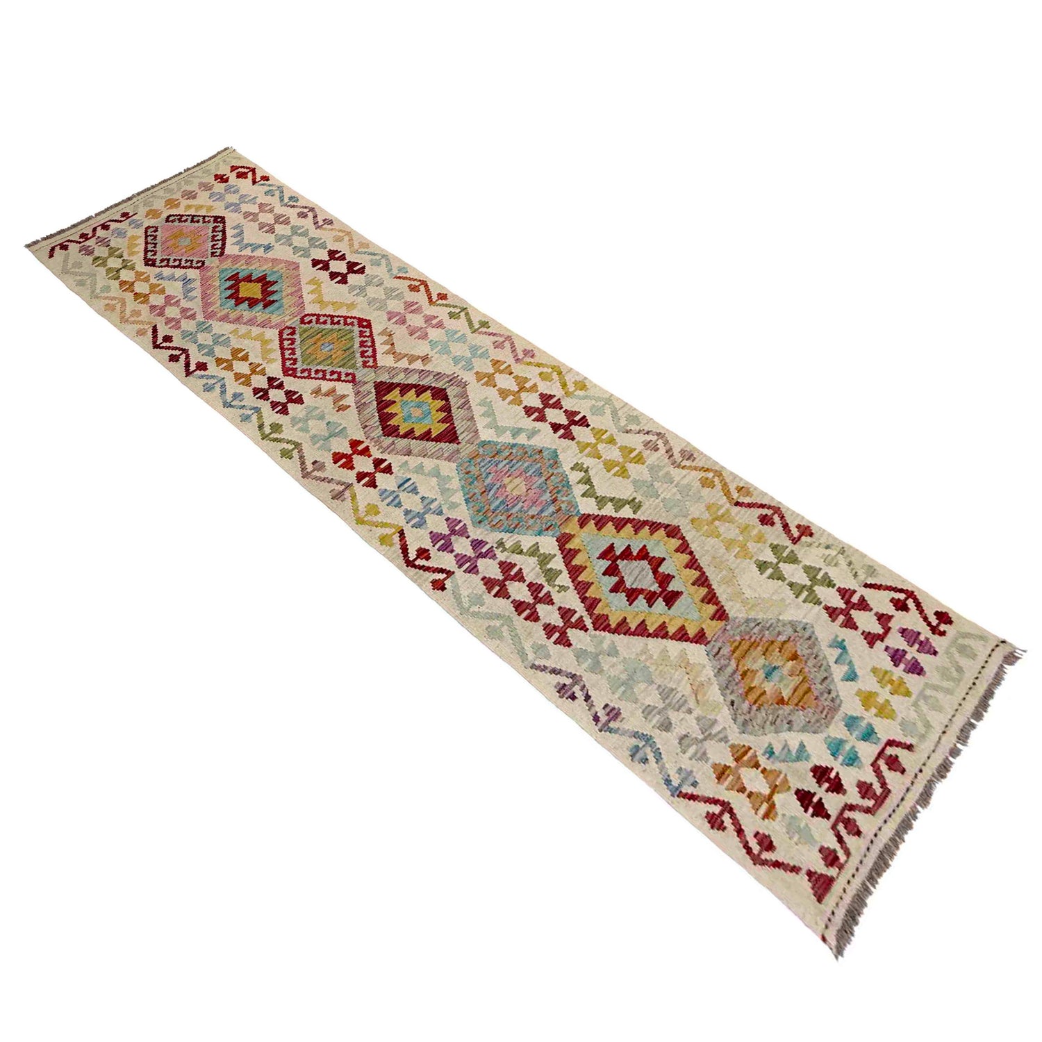 Handmade Afghan Vegetable Kilim Runner 2' 8" x 9' 9" ft / 81 x 297 cm - No. R38696