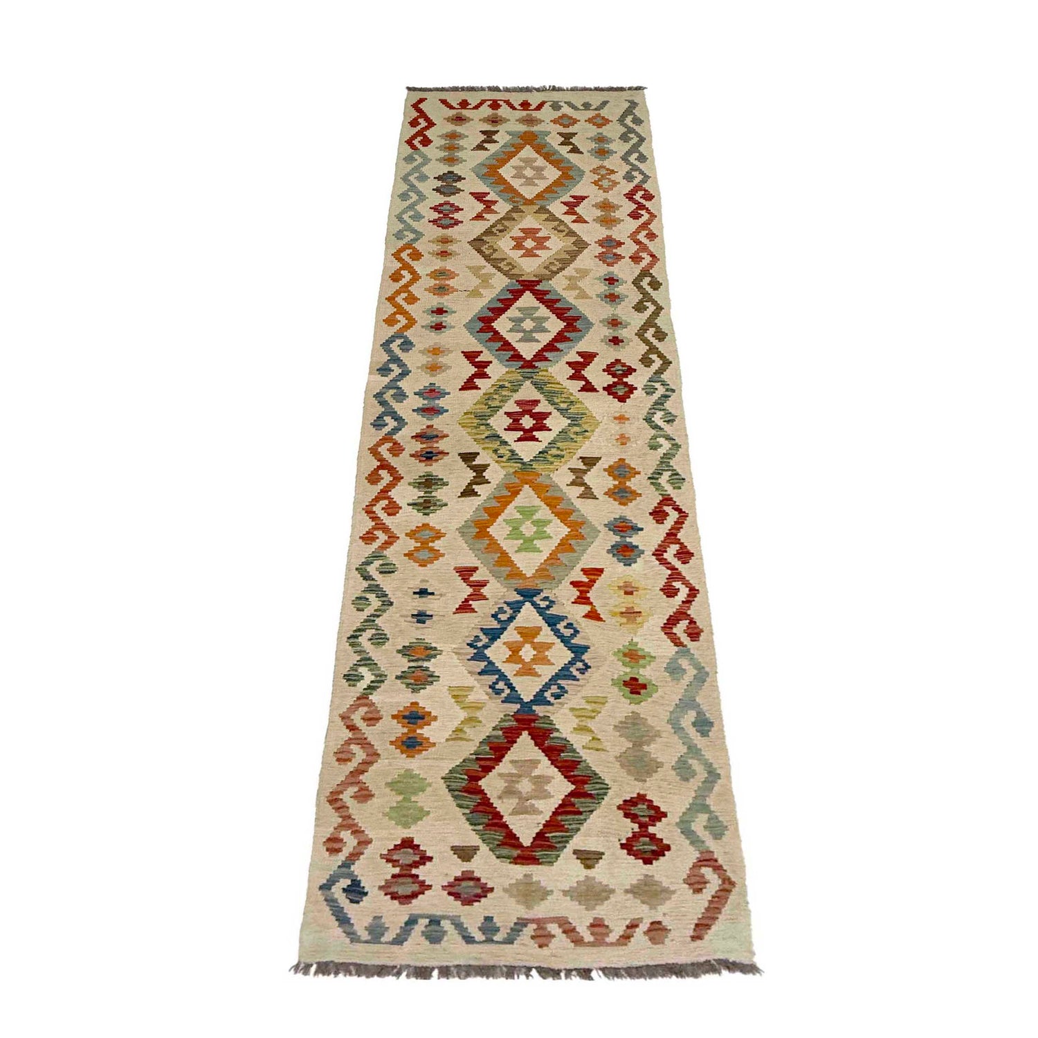 Handmade Turkish Design Wool Kilim Runner 2' 5" x 9' 3" ft / 74 x 282 cm - No. R38698