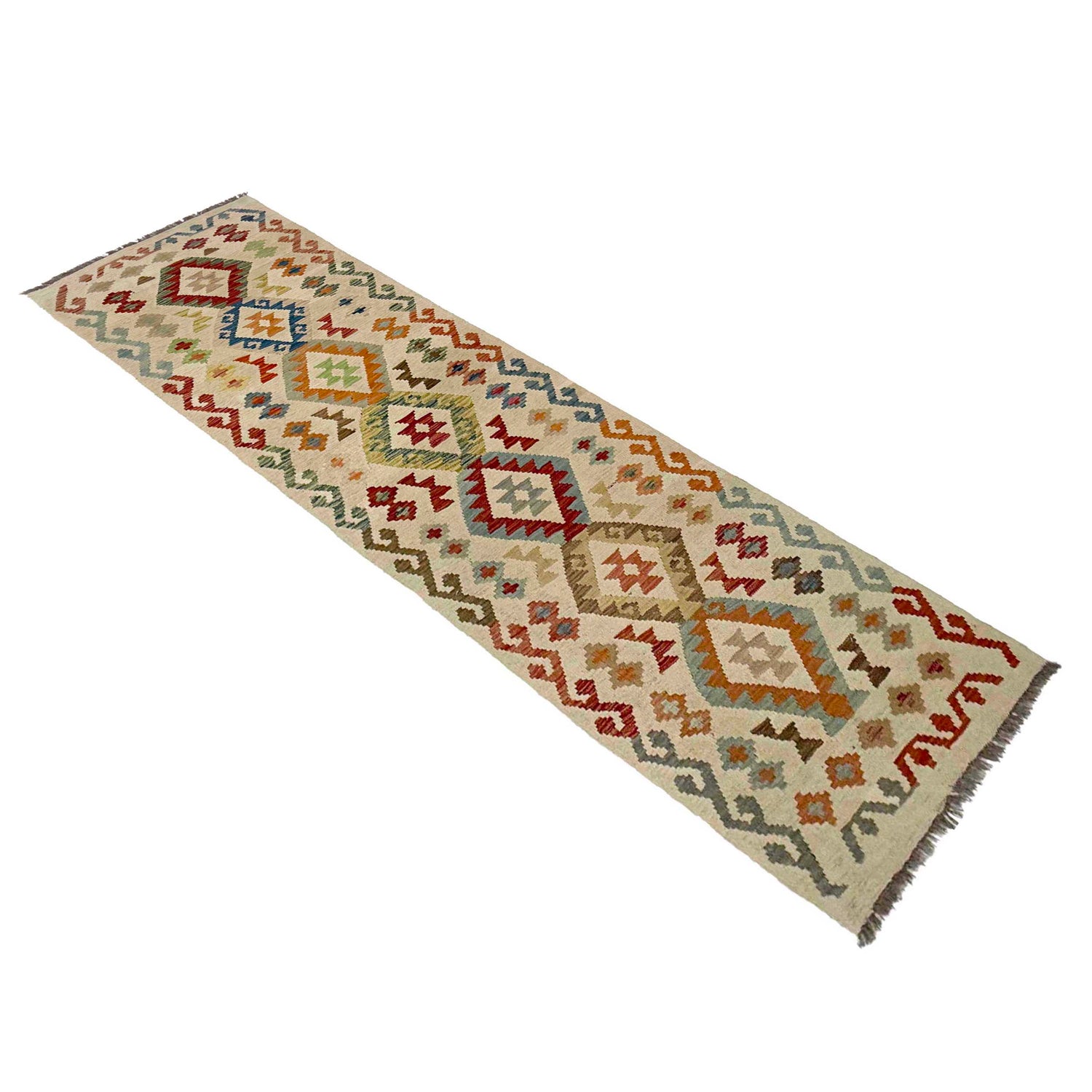 Handmade Turkish Design Wool Kilim Runner 2' 5" x 9' 3" ft / 74 x 282 cm - No. R38698