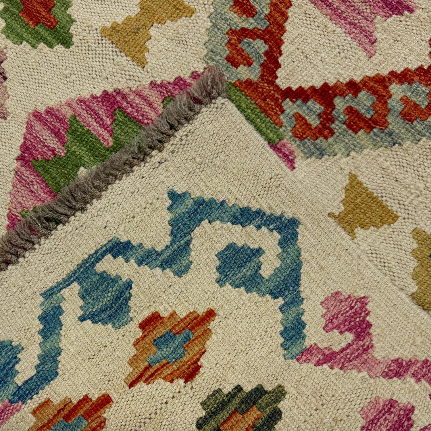 Hand Knotted Afghan Style Kilim Runner 2' 4" x 7' 10" ft / 71 x 240 cm - No. R38700