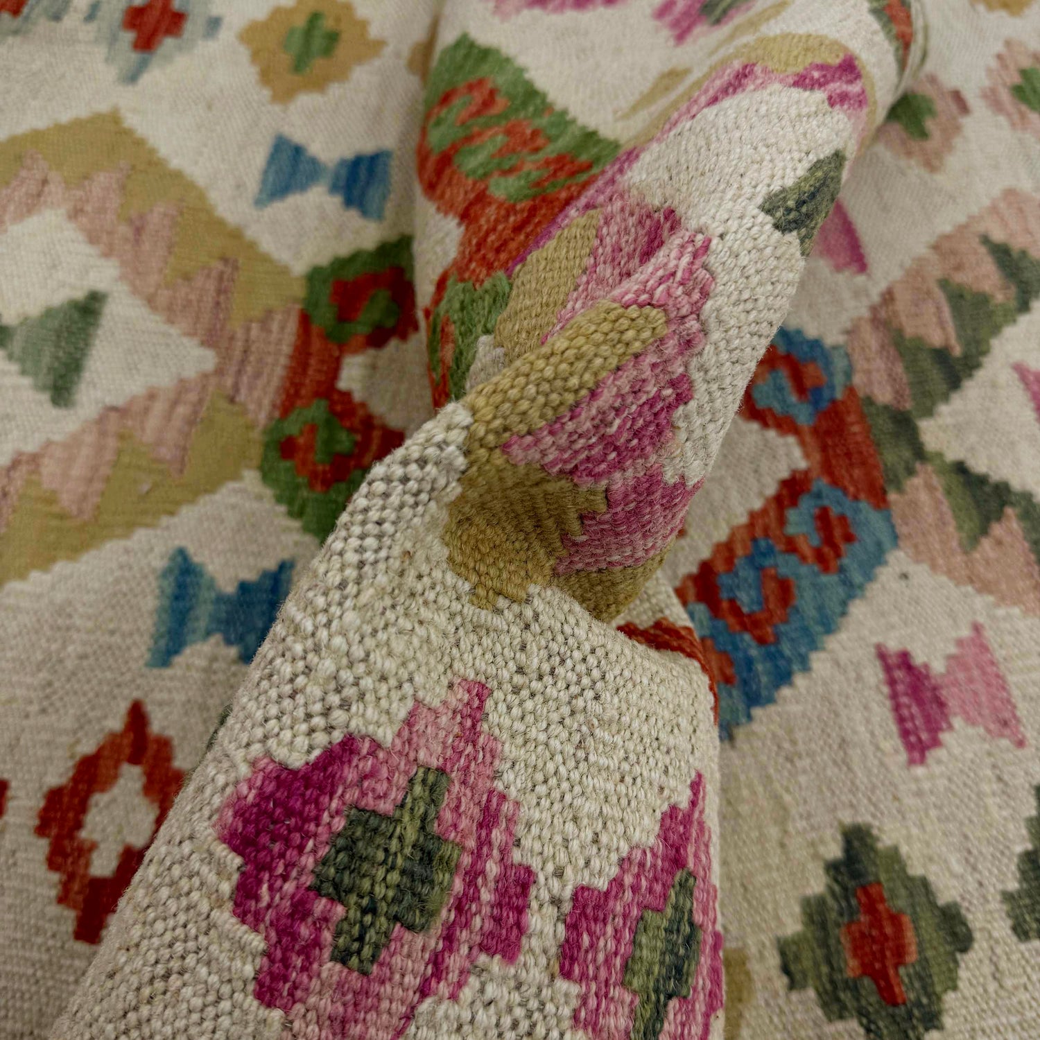 Hand Knotted Afghan Style Kilim Runner 2' 4" x 7' 10" ft / 71 x 240 cm - No. R38700
