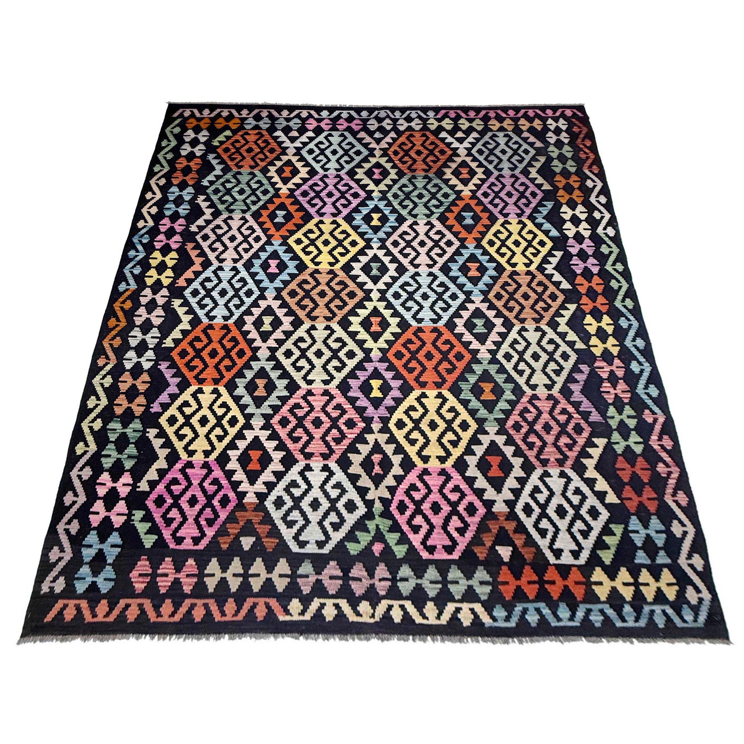 Hand Knotted Flatweave Kilim 6' 9" x 9' 9" ft / 205 x 297 cm - No. R38702