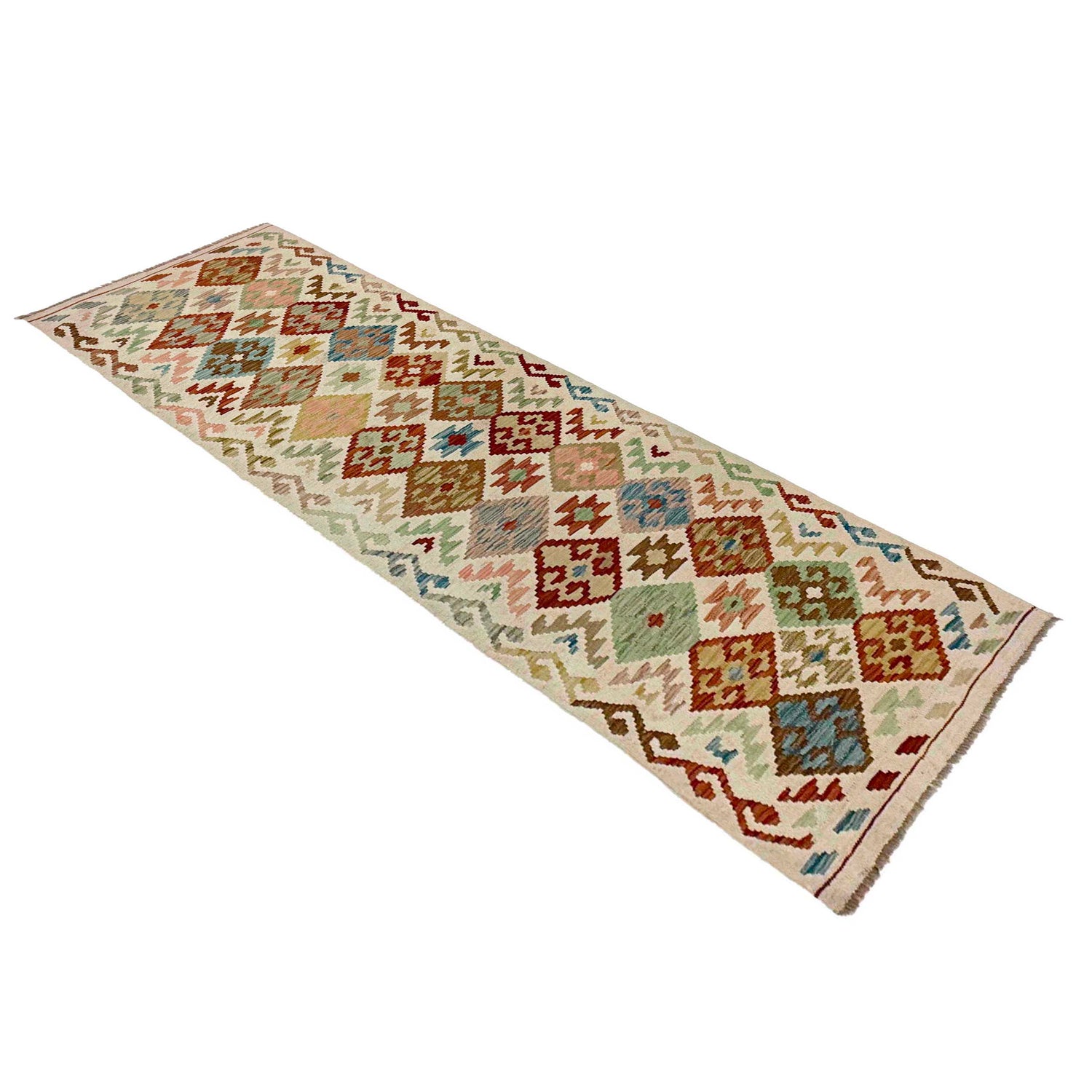 Hand Knotted Flatweave Kilim Runner 2' 10" x 9' 5" ft / 86 x 287 cm - No. R38705