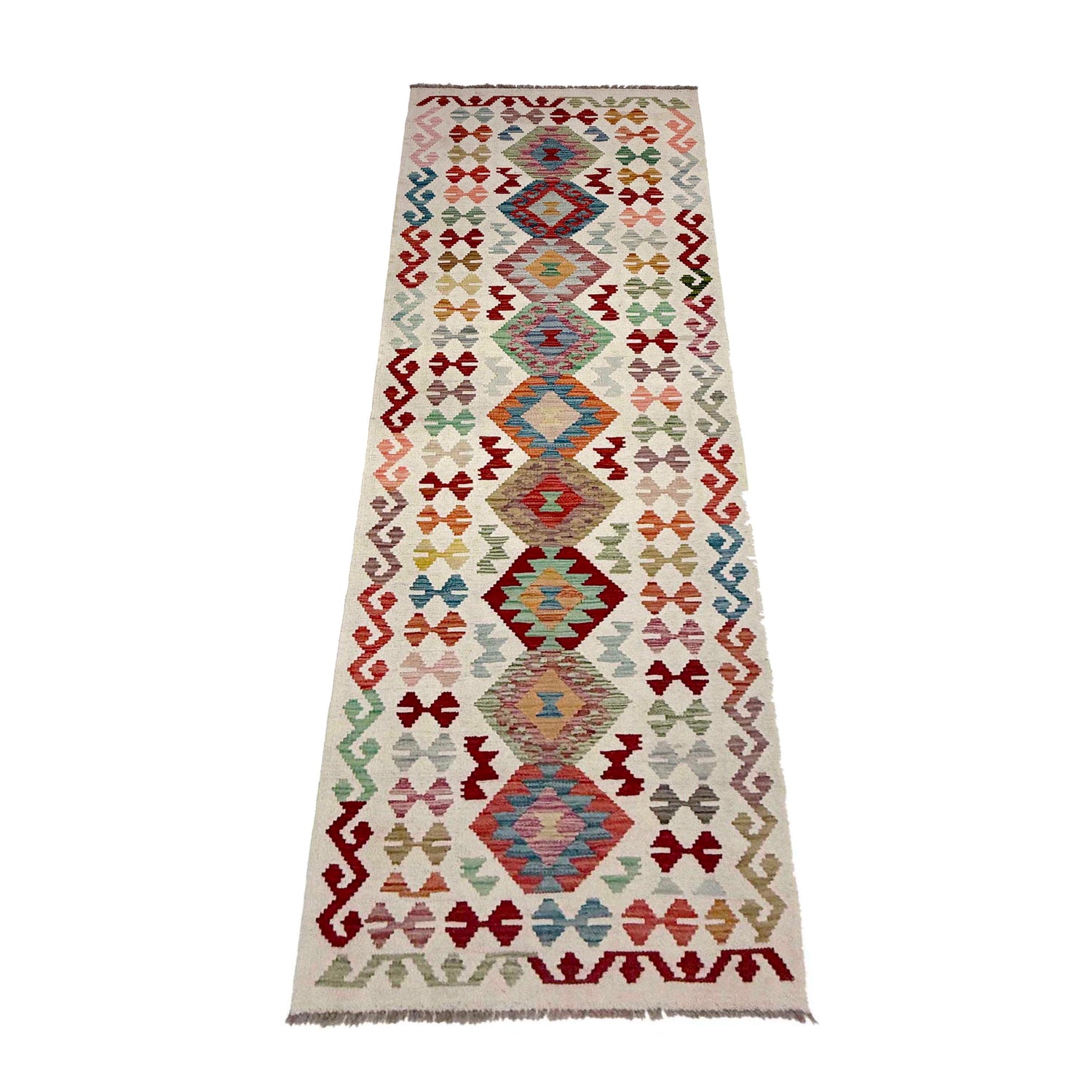 Handmade Turkish Design Wool Kilim Runner 2' 9" x 9' 7" ft / 83 x 293 cm - No. R38706