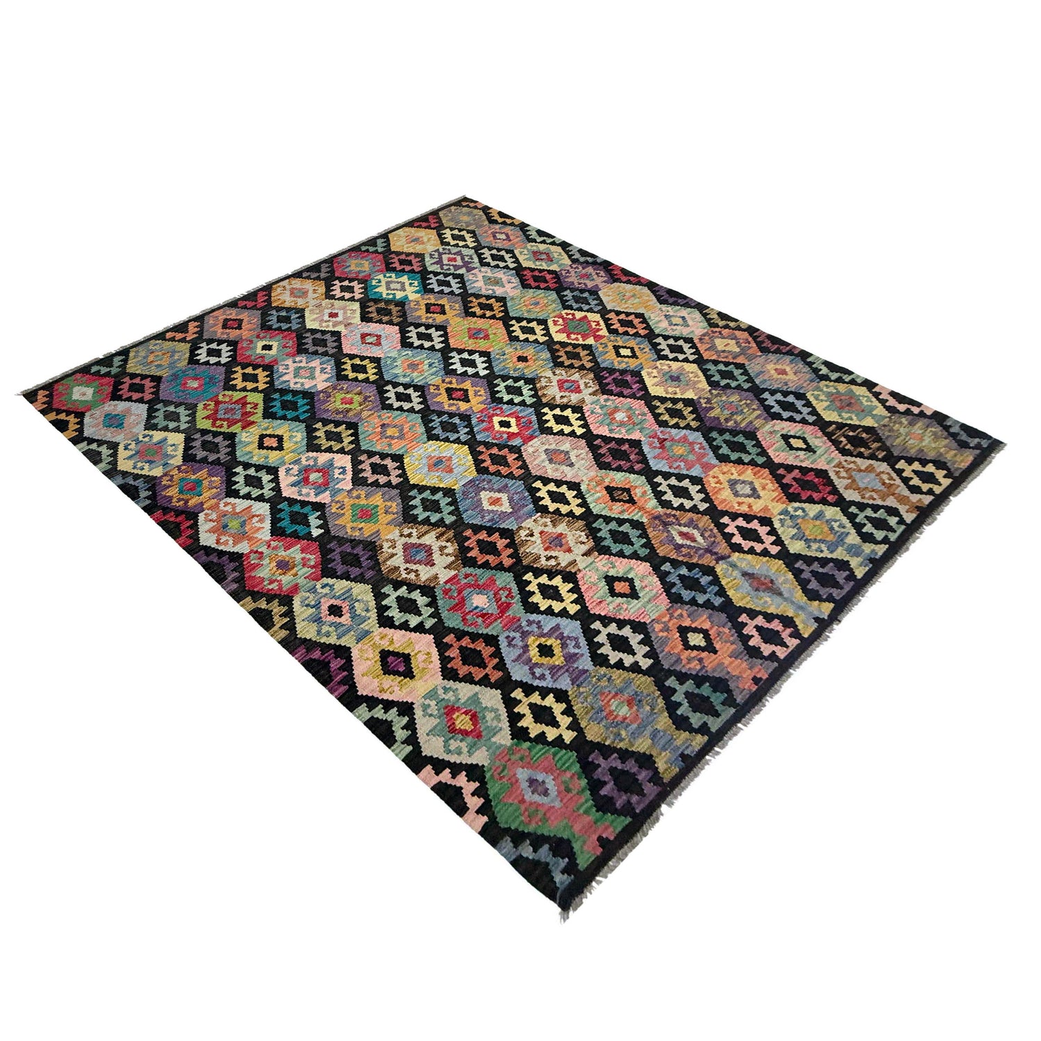 Handmade Afghan Vegetable Kilim 6' 7" x 9' 7" ft / 201 x 292 cm - No. R38710