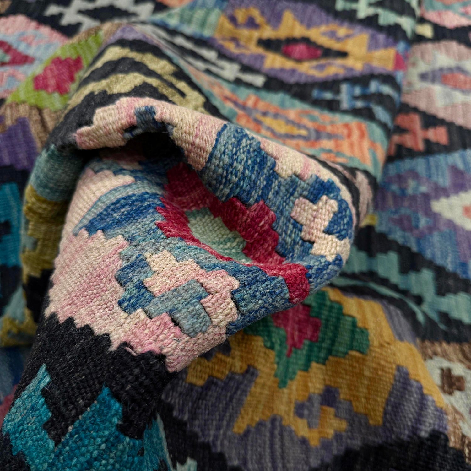 Handmade Afghan Vegetable Kilim 6' 7" x 9' 7" ft / 201 x 292 cm - No. R38710