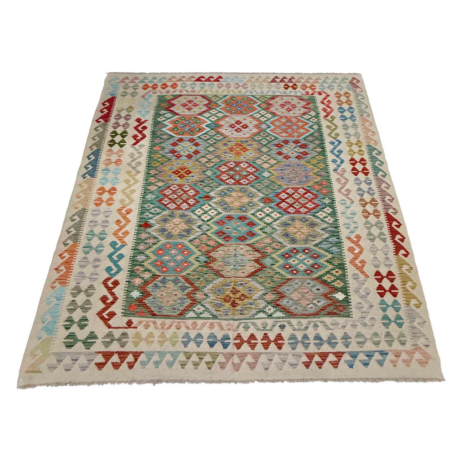 Hand Made Afghan Kilim 6' 4" x 9' 5" ft / 192 x 287 cm - No. R38711