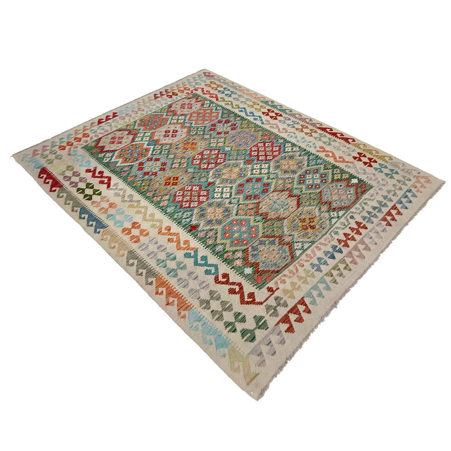 Hand Made Afghan Kilim 6' 4" x 9' 5" ft / 192 x 287 cm - No. R38711