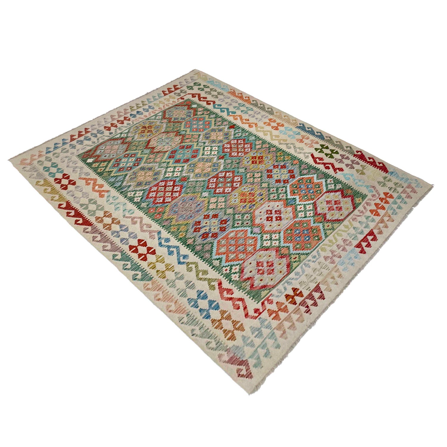 Hand Made Afghan Kilim 6' 4" x 9' 5" ft / 192 x 287 cm - No. R38711