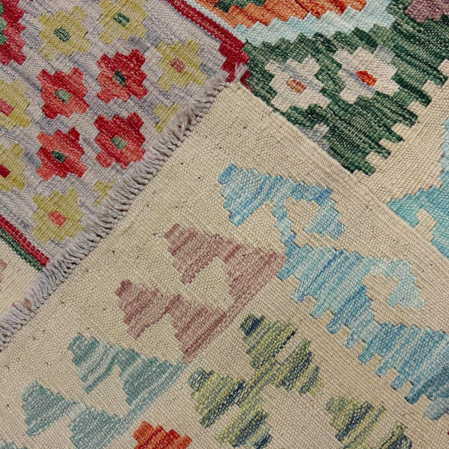 Hand Made Afghan Kilim 6' 4" x 9' 5" ft / 192 x 287 cm - No. R38711