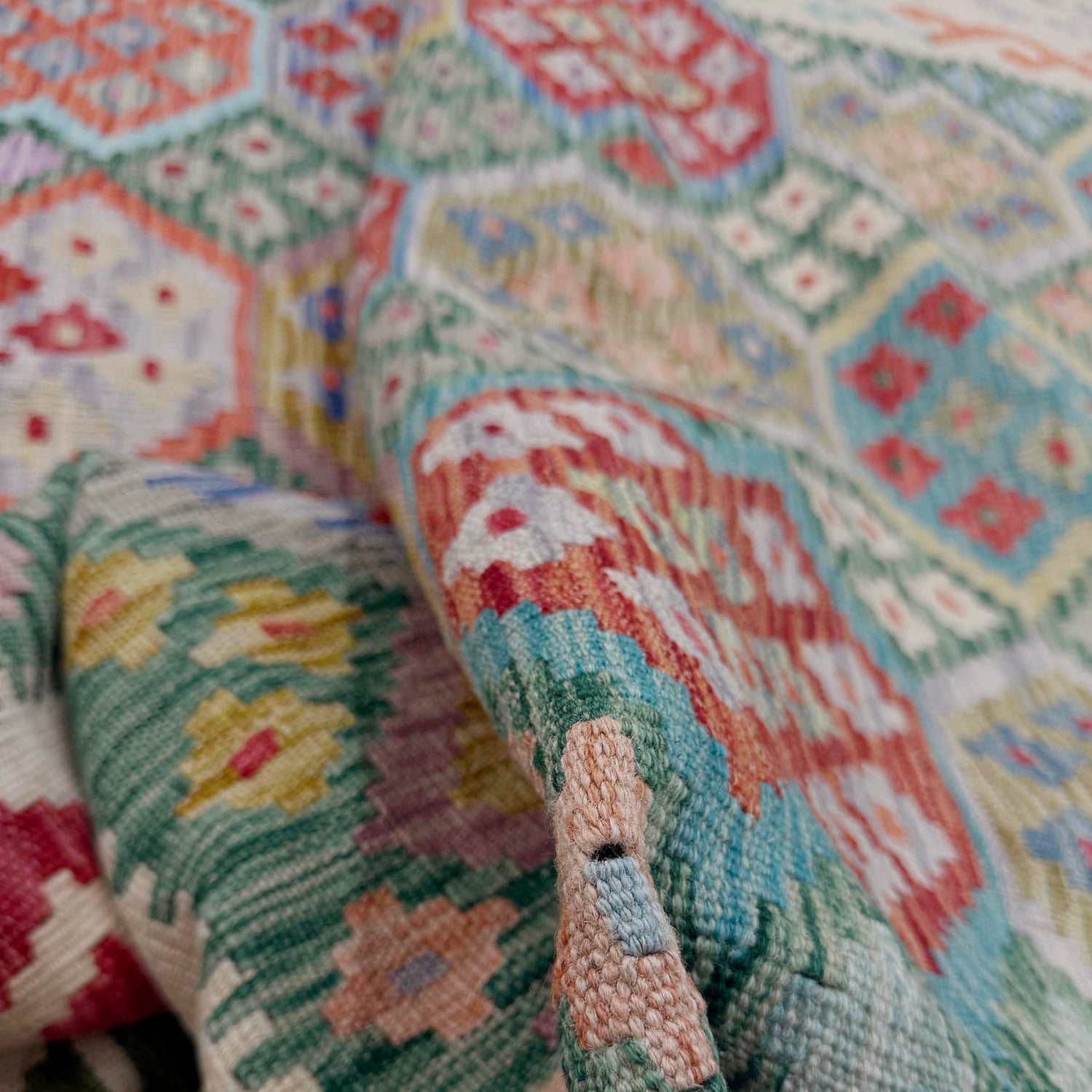Hand Made Afghan Kilim 6' 4" x 9' 5" ft / 192 x 287 cm - No. R38711
