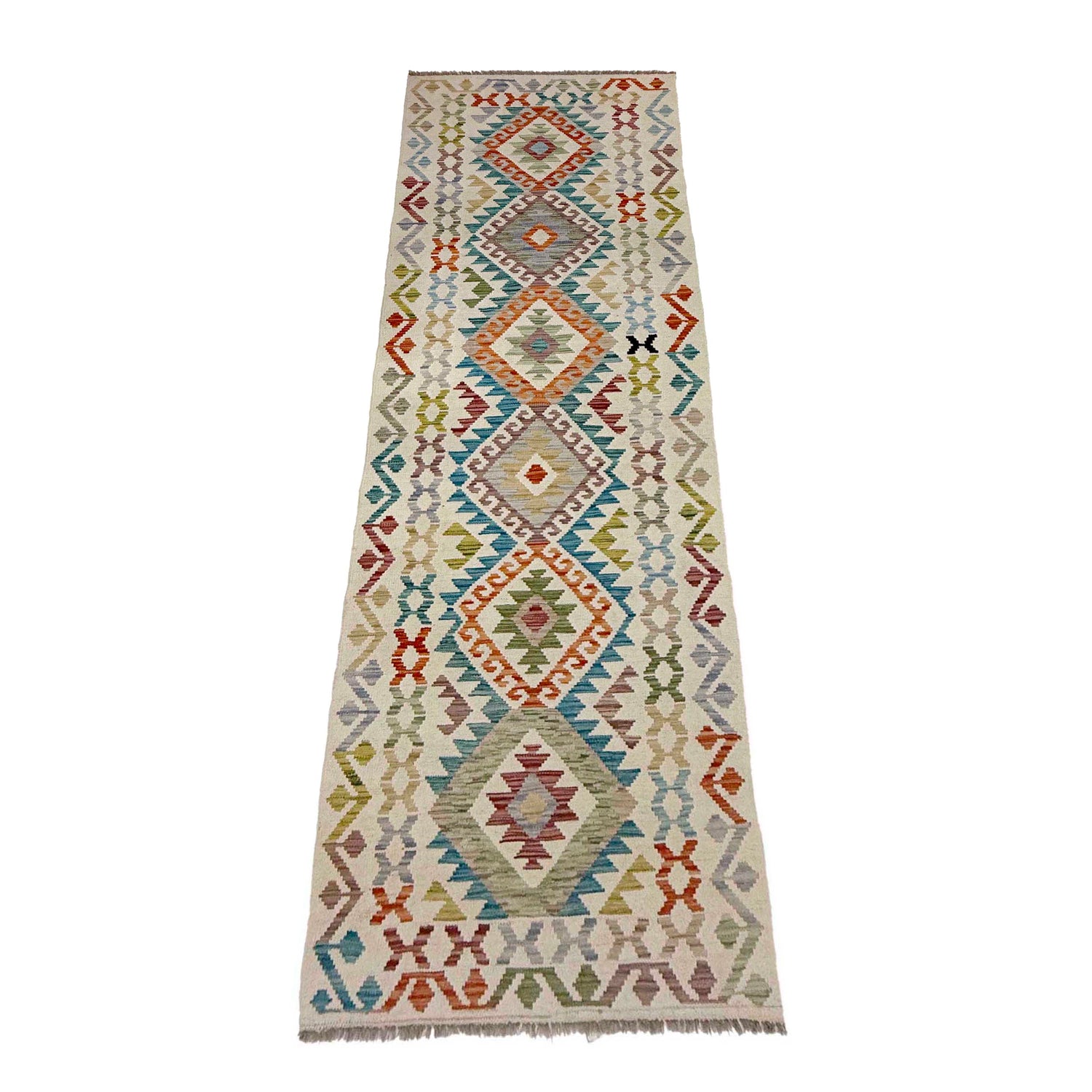 Handmade Afghan Vegetable Kilim Runner 2' 9" x 9' 8" ft / 84 x 295 cm - No. R38712