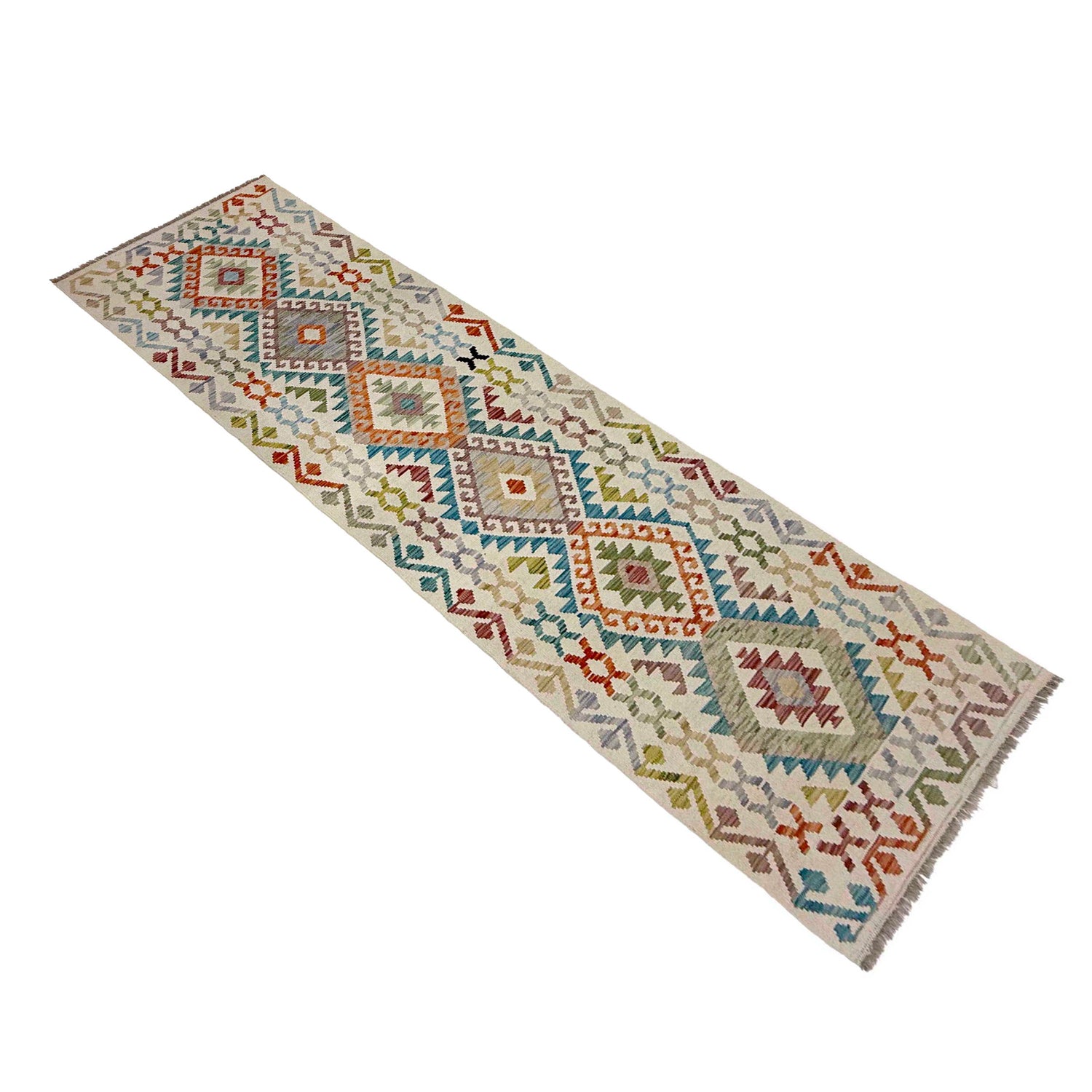 Handmade Afghan Vegetable Kilim Runner 2' 9" x 9' 8" ft / 84 x 295 cm - No. R38712