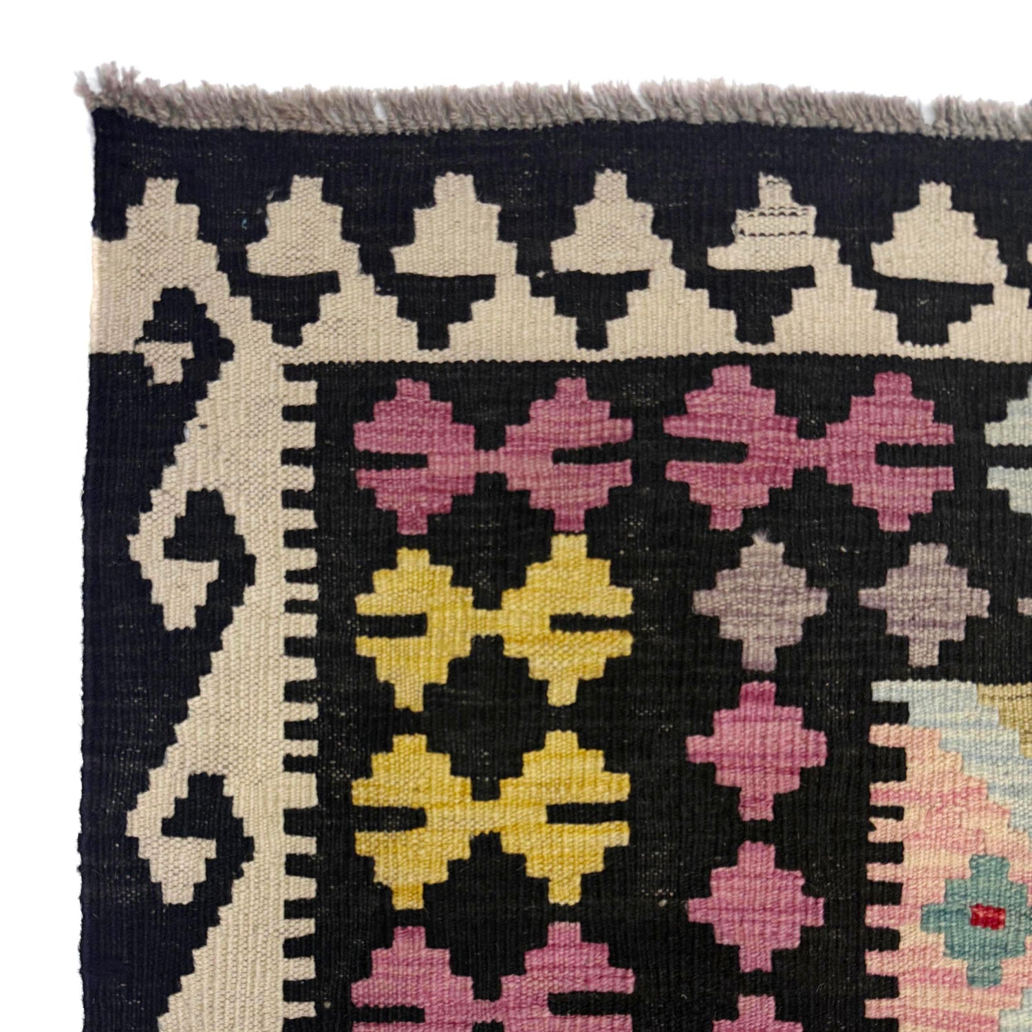 Multi Color ful Flat-Weave Wool Kilim 6' 11" x 9' 7" ft / 211 x 292 cm - No. R38713